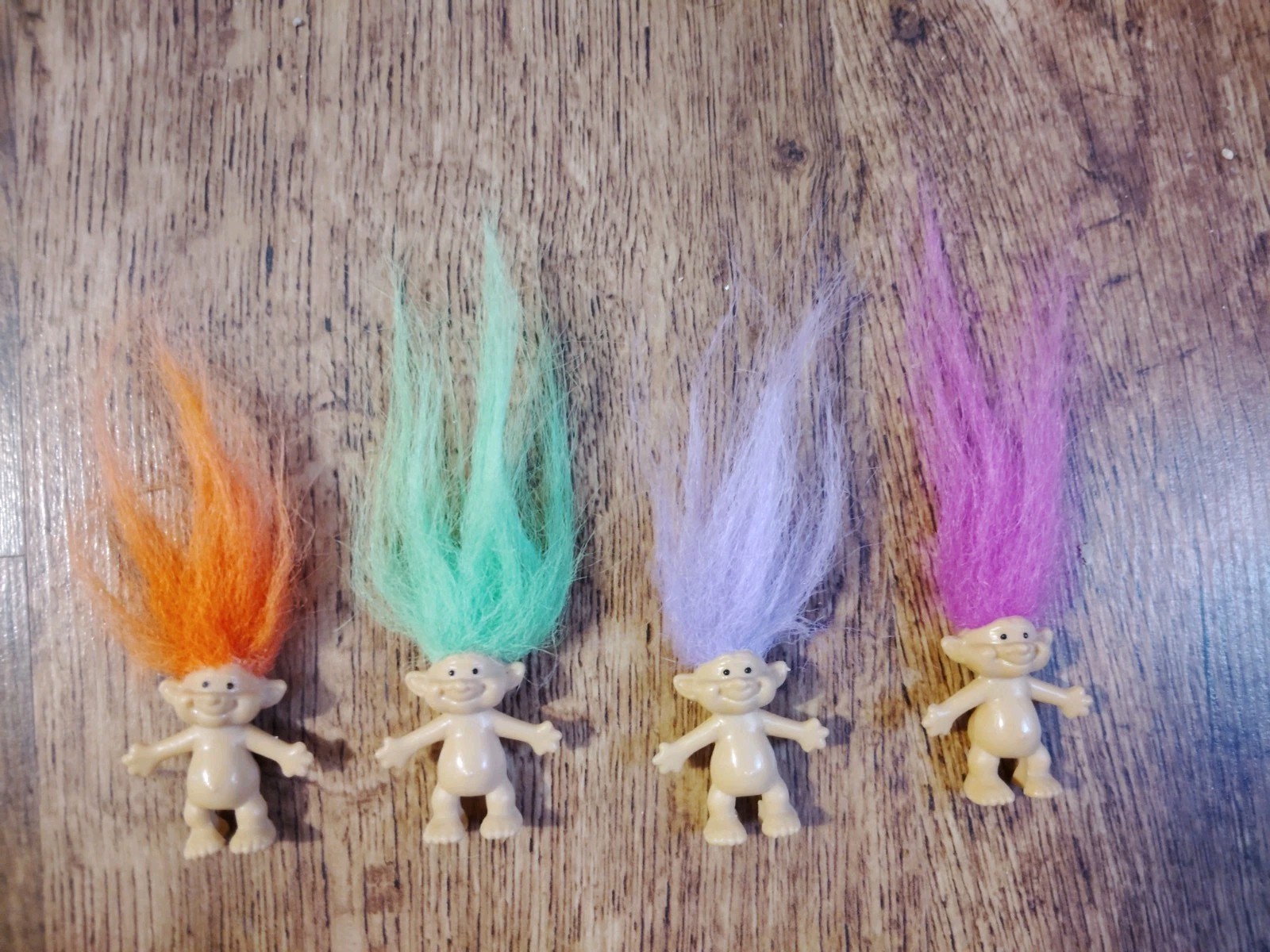 Vintage Mini Troll Doll Pencil Toppers Lot 4 Color Hair 90s China