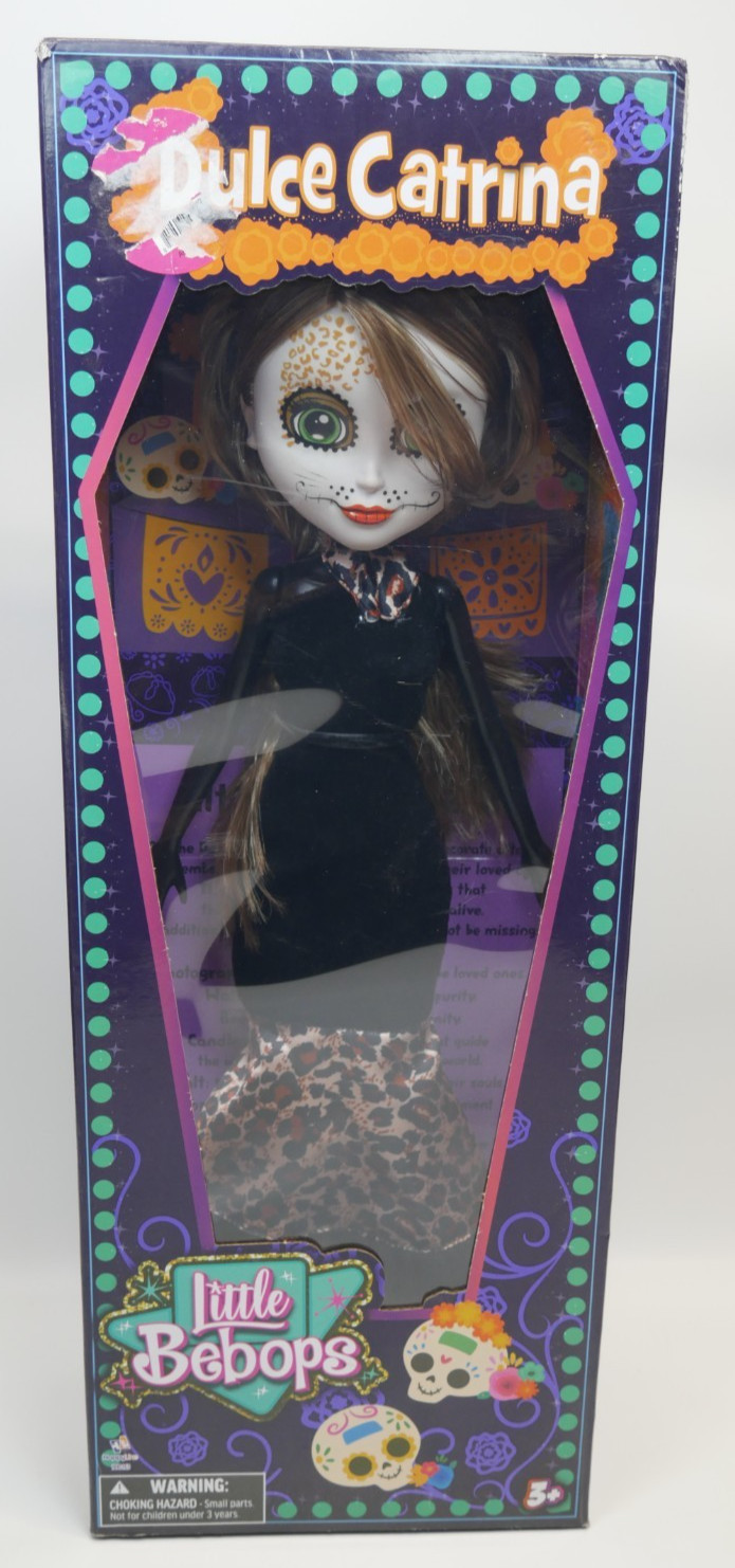 Little Bebops Catrina Day Of The Dead Dulce Doll 20″ Happy Line Black Leopard