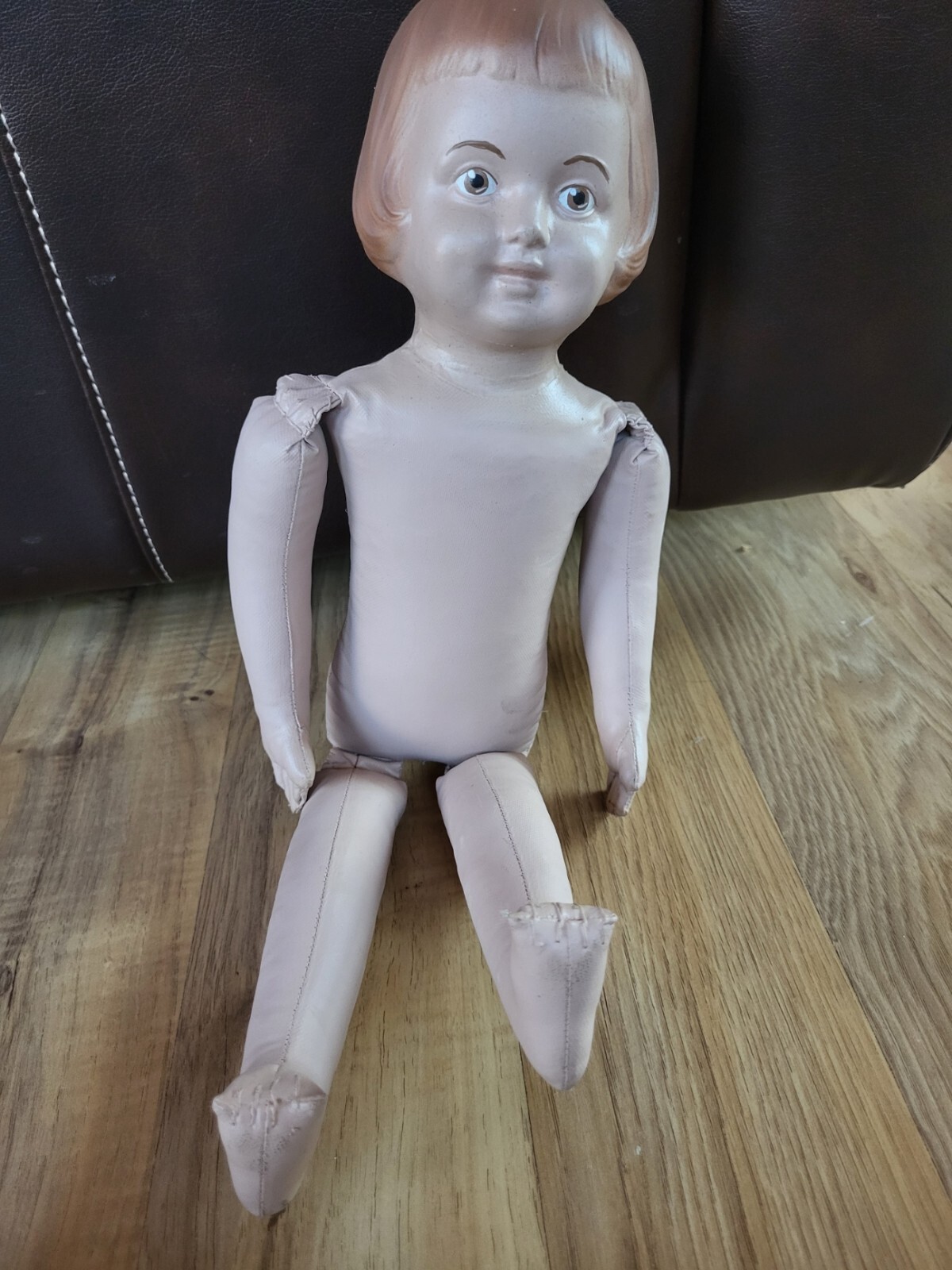 Vintage Martha Chase Rubber Oil Cloth 16″ Girl Doll
