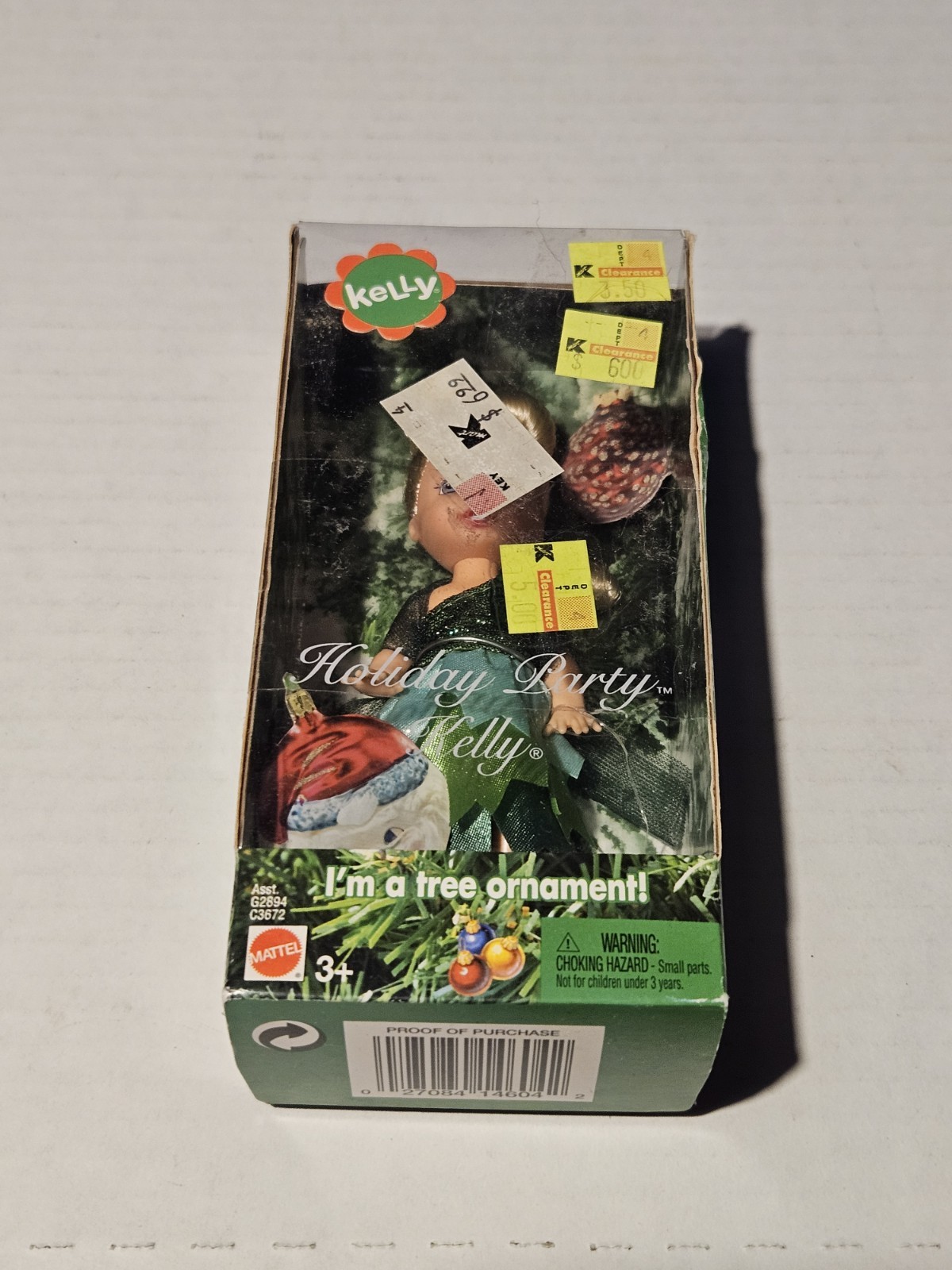 Kelly Club Barbie Christmas Holiday Party Ornament 4″ Doll Mattel Vintage New