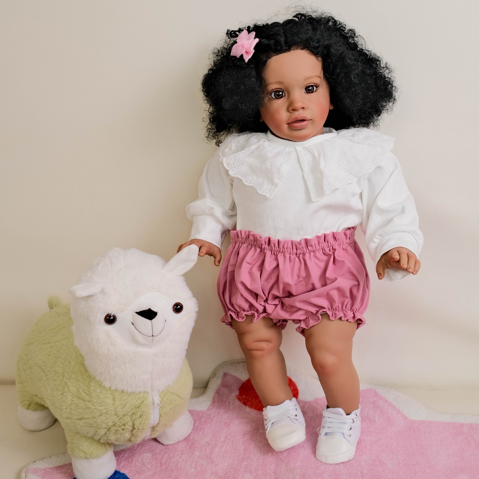 26 Inch Lifelike Reborn Baby Dolls Soft Cloth Body Black Skin Toddler Great Gift