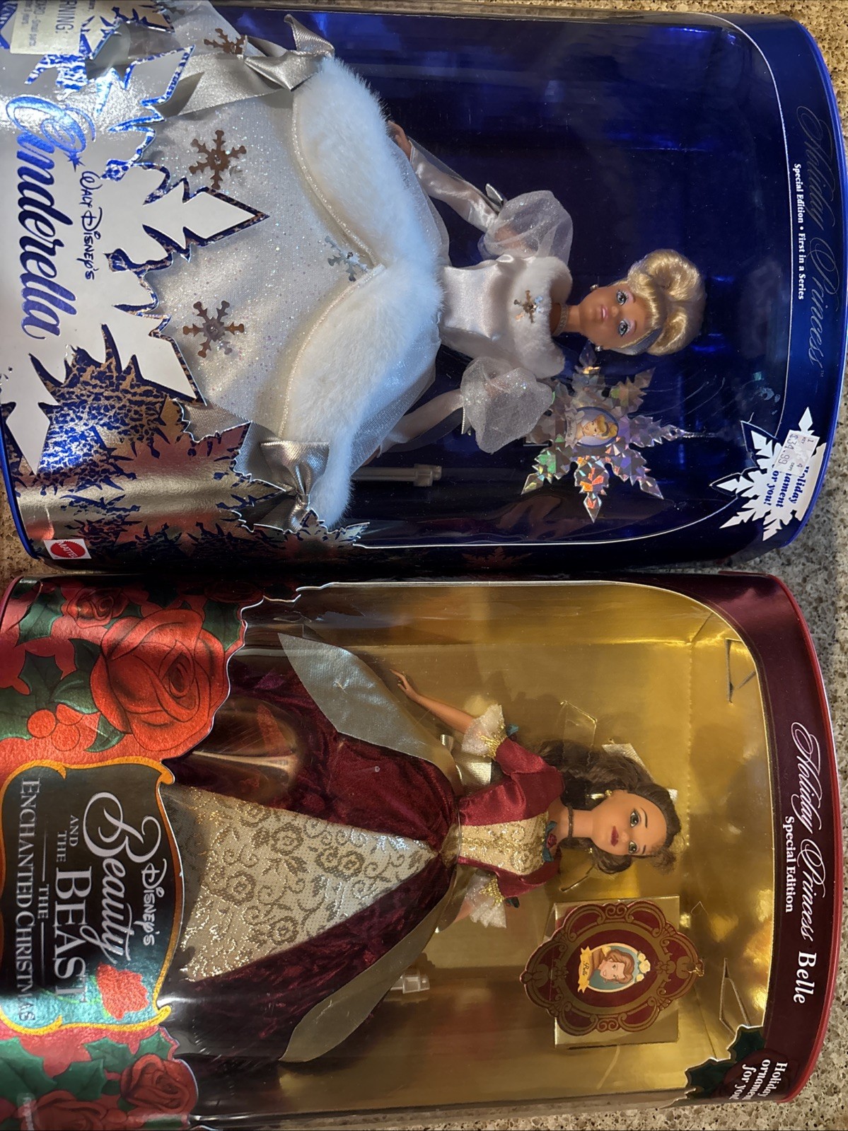 Disney Cinderella Beauty Beast Princess Barbie Doll 1996 1997 Winter Edition