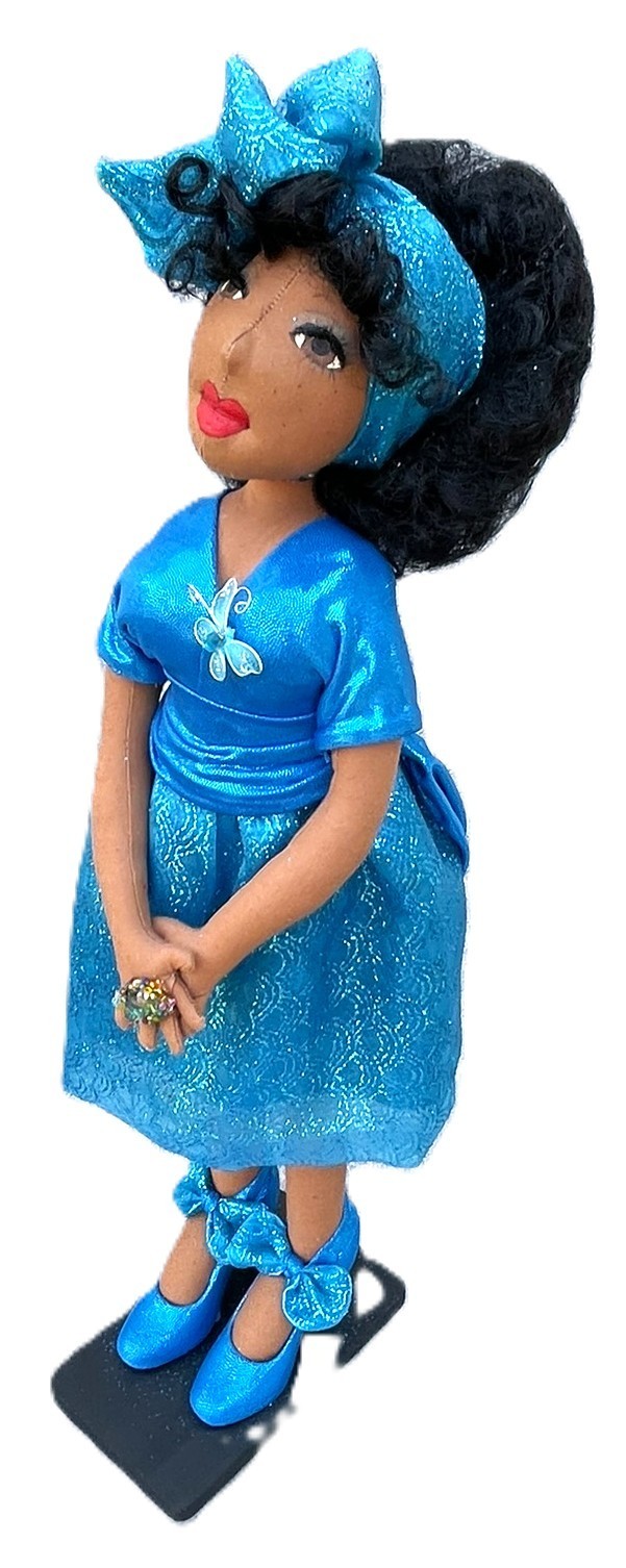 Clearance?Sequioya Handmade African American Collectible Doll | 18” Aqua Blue