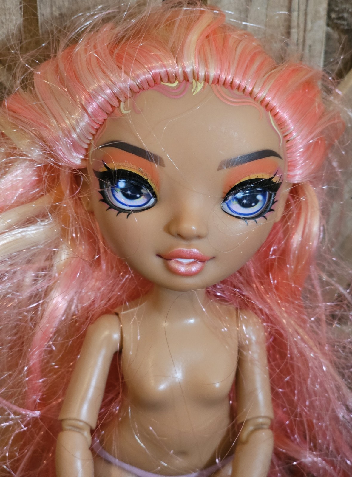 Rainbow High Pacific Coast Simone Summers Doll Peach Pink Hair Nude No Outfit