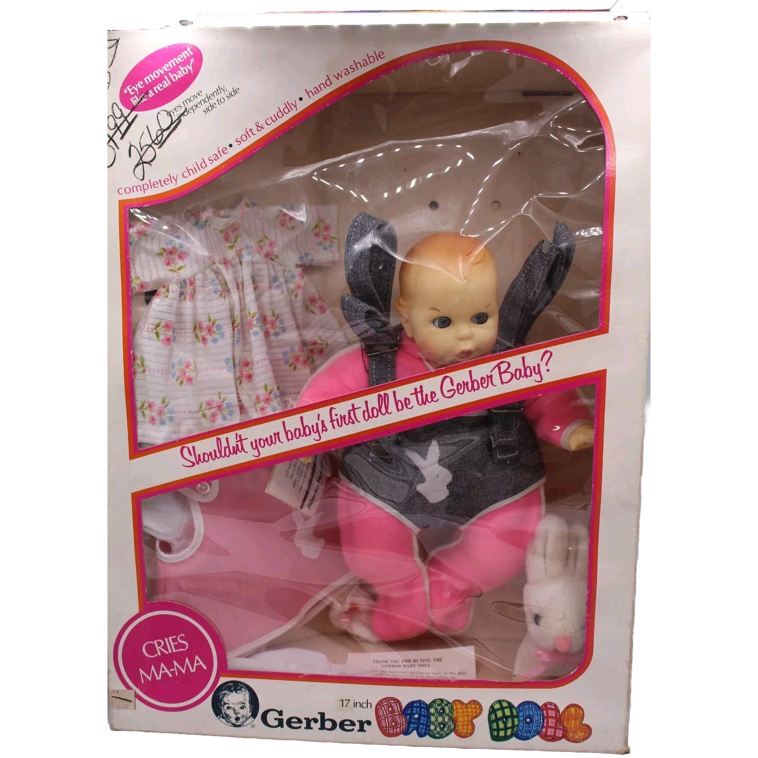 Original 1979 Gerber 12″ Baby Doll Cries Mama W/ Accessories Atlanta Novelty Co