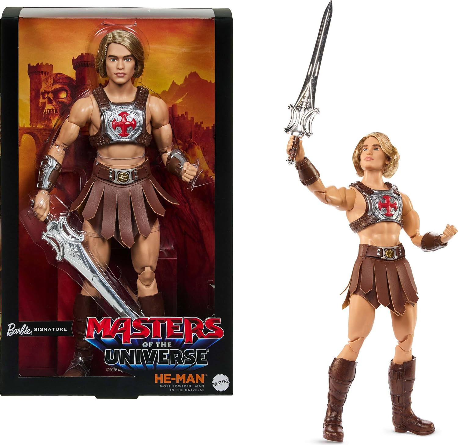 Barbie Signature Ken He-Man Collectible Doll in Battle Harness & Sword New Toy