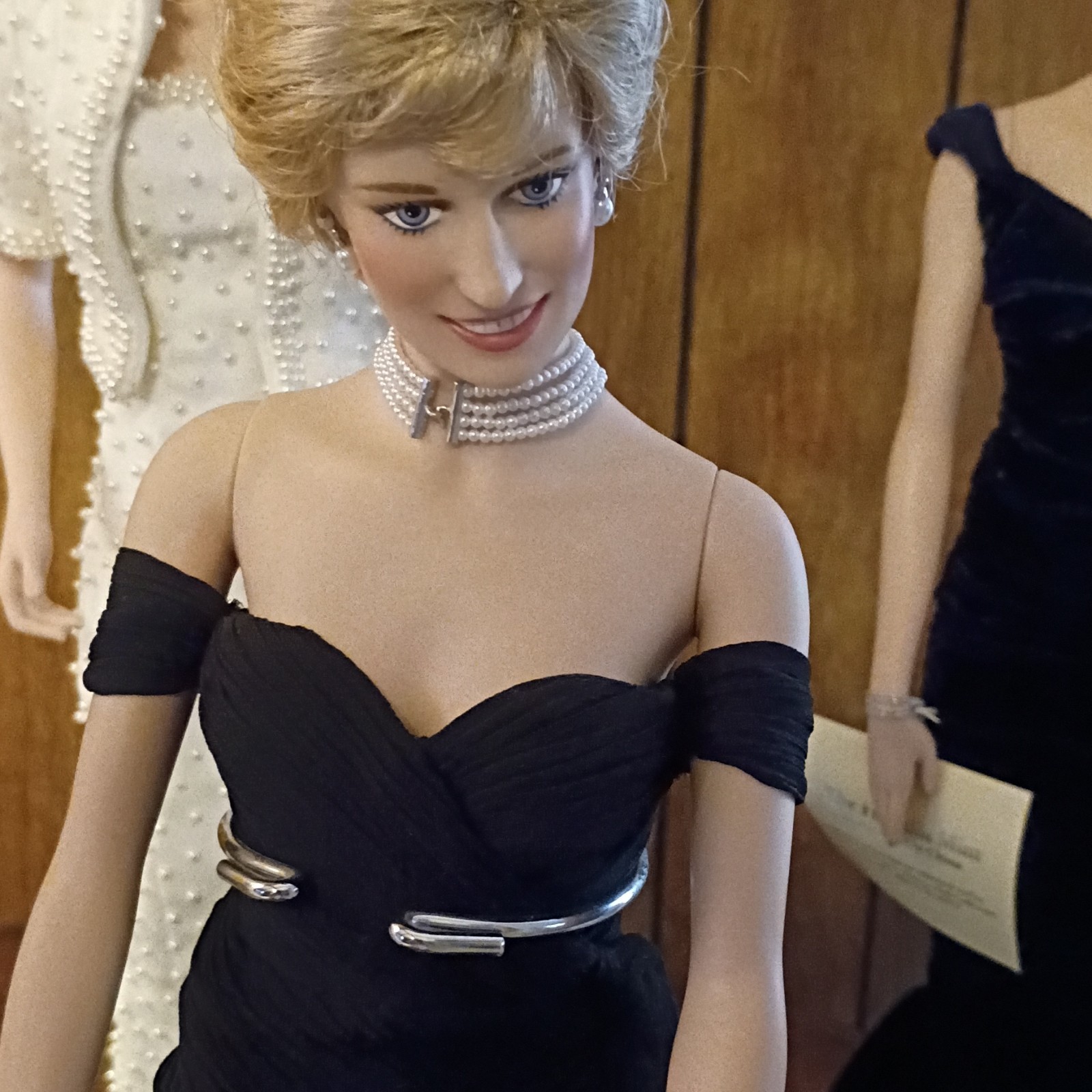 Princess Diana 16in Porcelain Fashion Doll Black Off-Shoulder Gown Collector