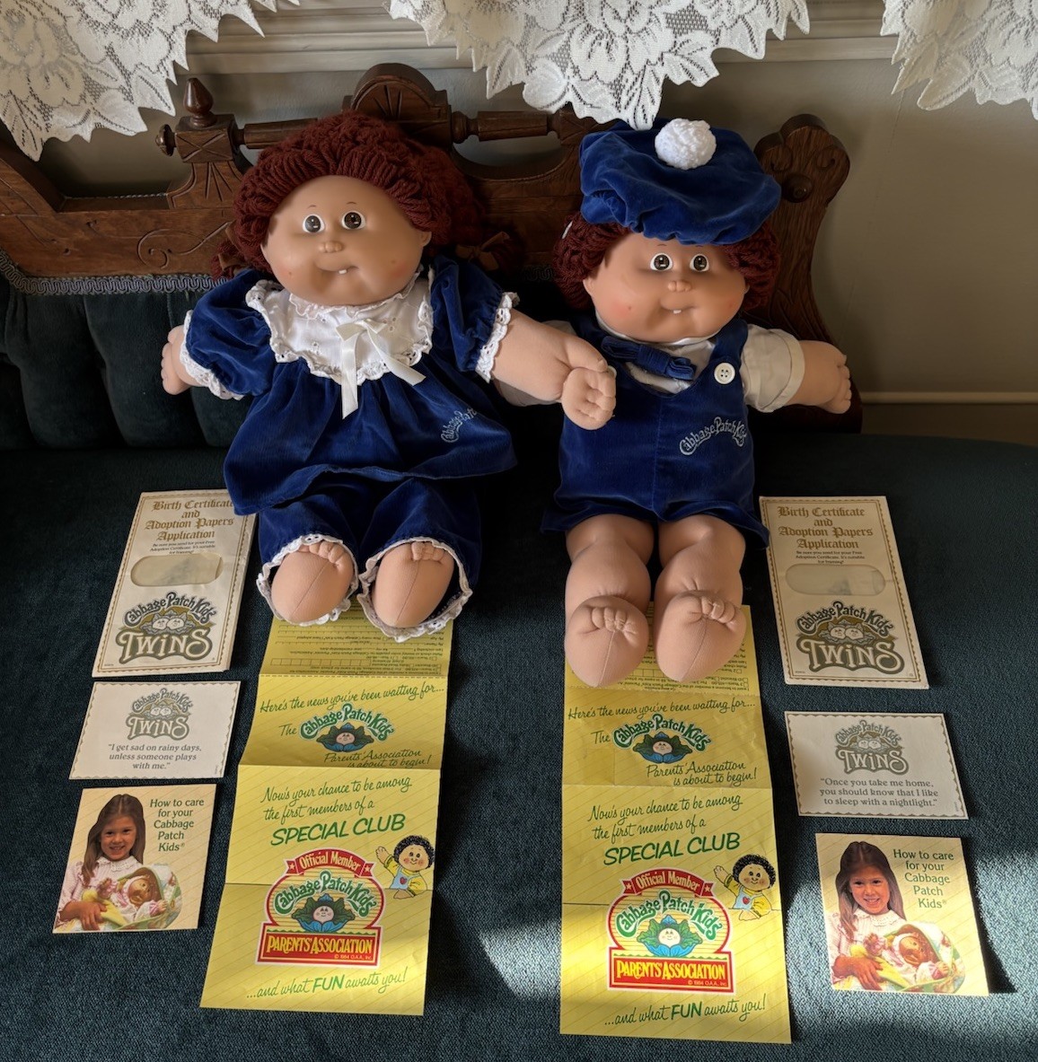 VTG Cabbage Patch Kids Limited Edition Boy&Girl Twins 1985 Blue Outfits READ