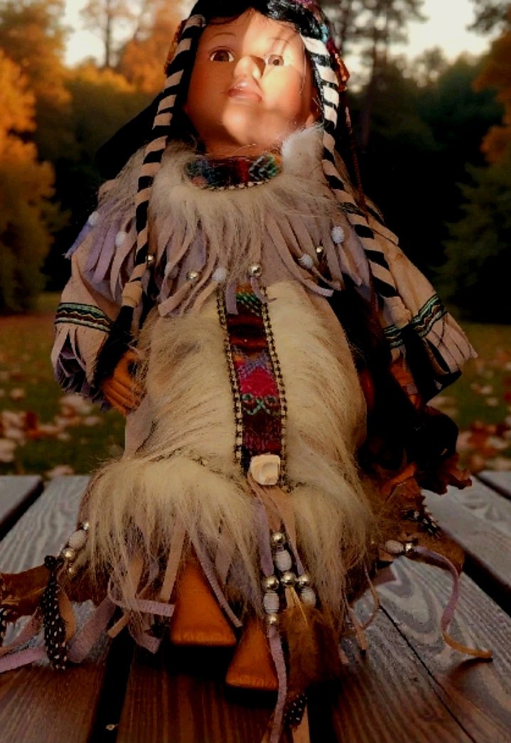 Vintage 15″ Cathay Collection Native American Porcelain Doll/ Collectible
