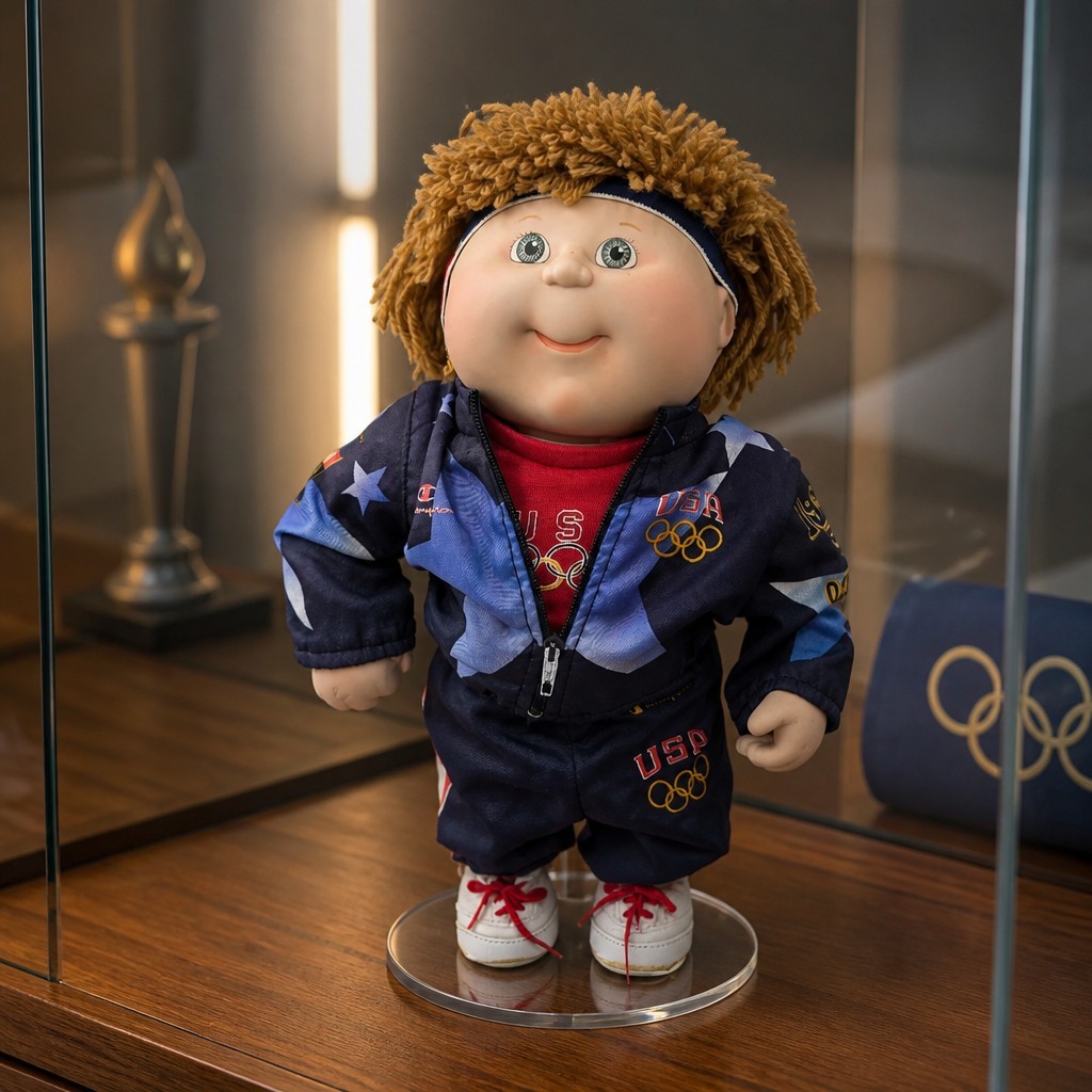 The Danbury Mint Porcelain Collector 1996 Olympics Cabbage Patch Kid Girl Doll