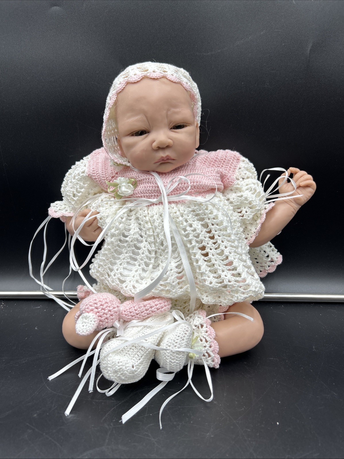 Reborn Baby Doll 17″ Hard Silicone Resin Head Limbs Chest Plate and Cloth Body