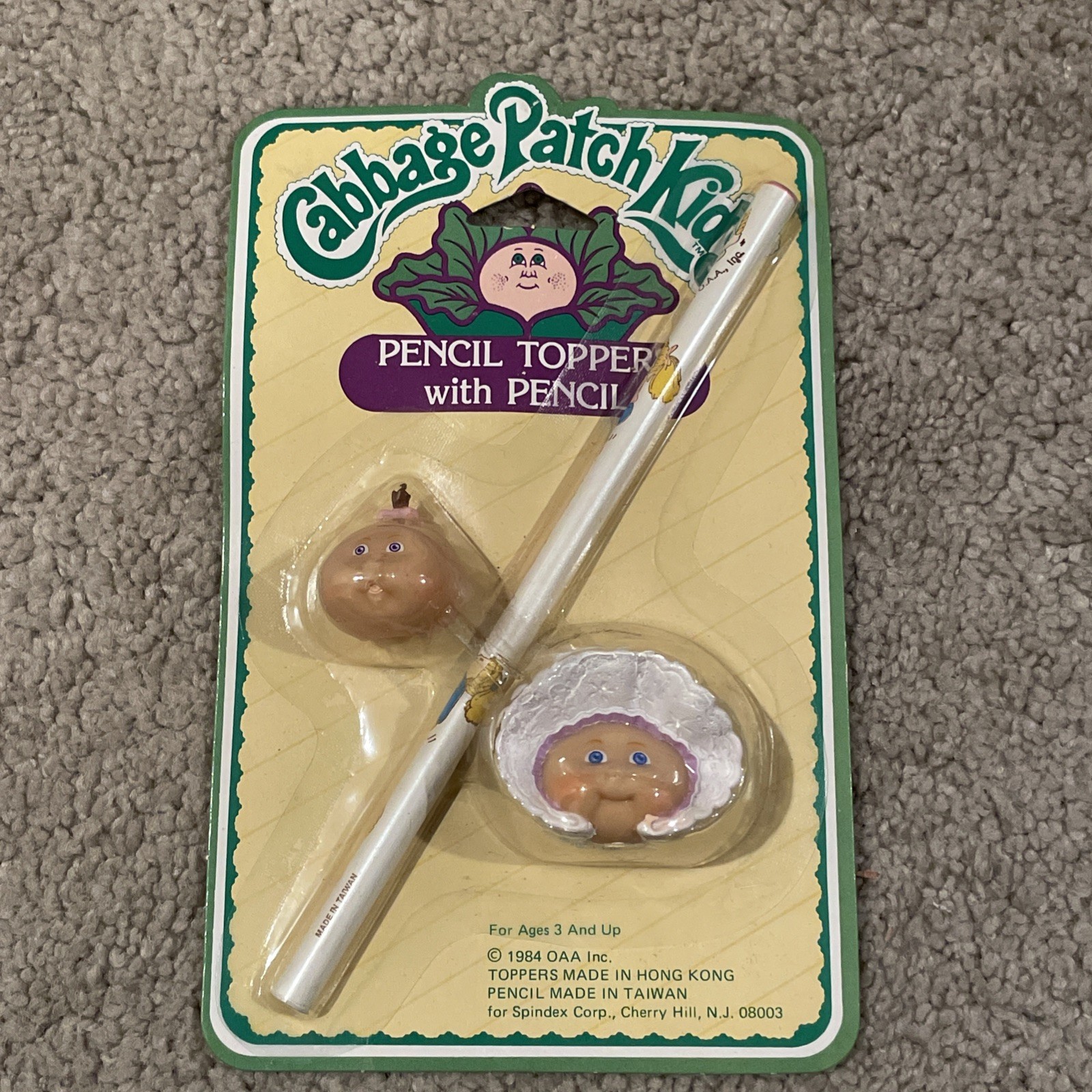Cabbage Patch Kids Pencil Toppers with Pencil 1984 Spindex Vintage