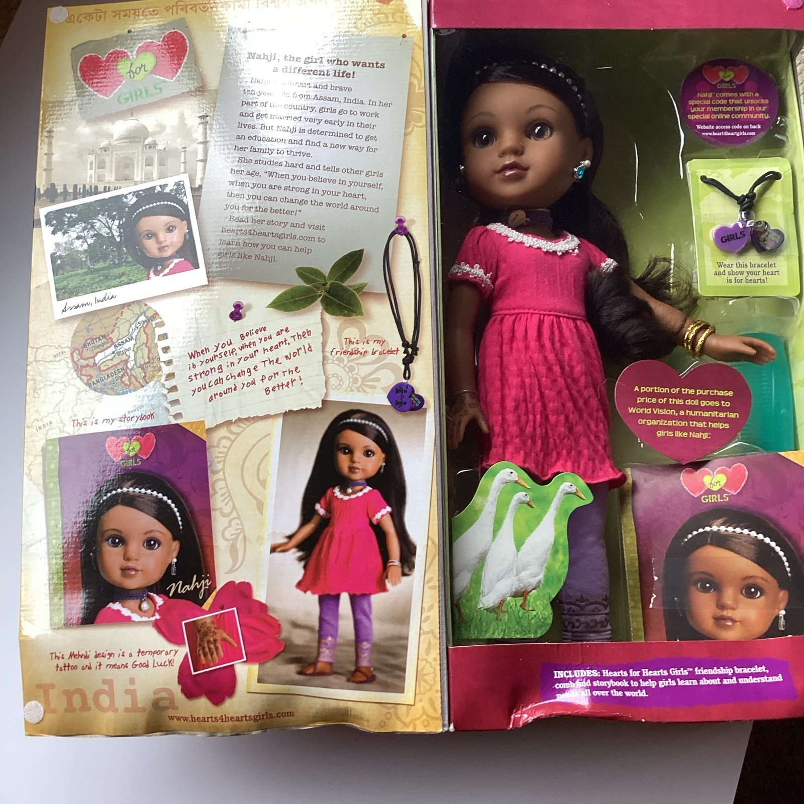 Hearts for Hearts Girls Nahji India 14in Play Doll Outfit Bracelet Storybook