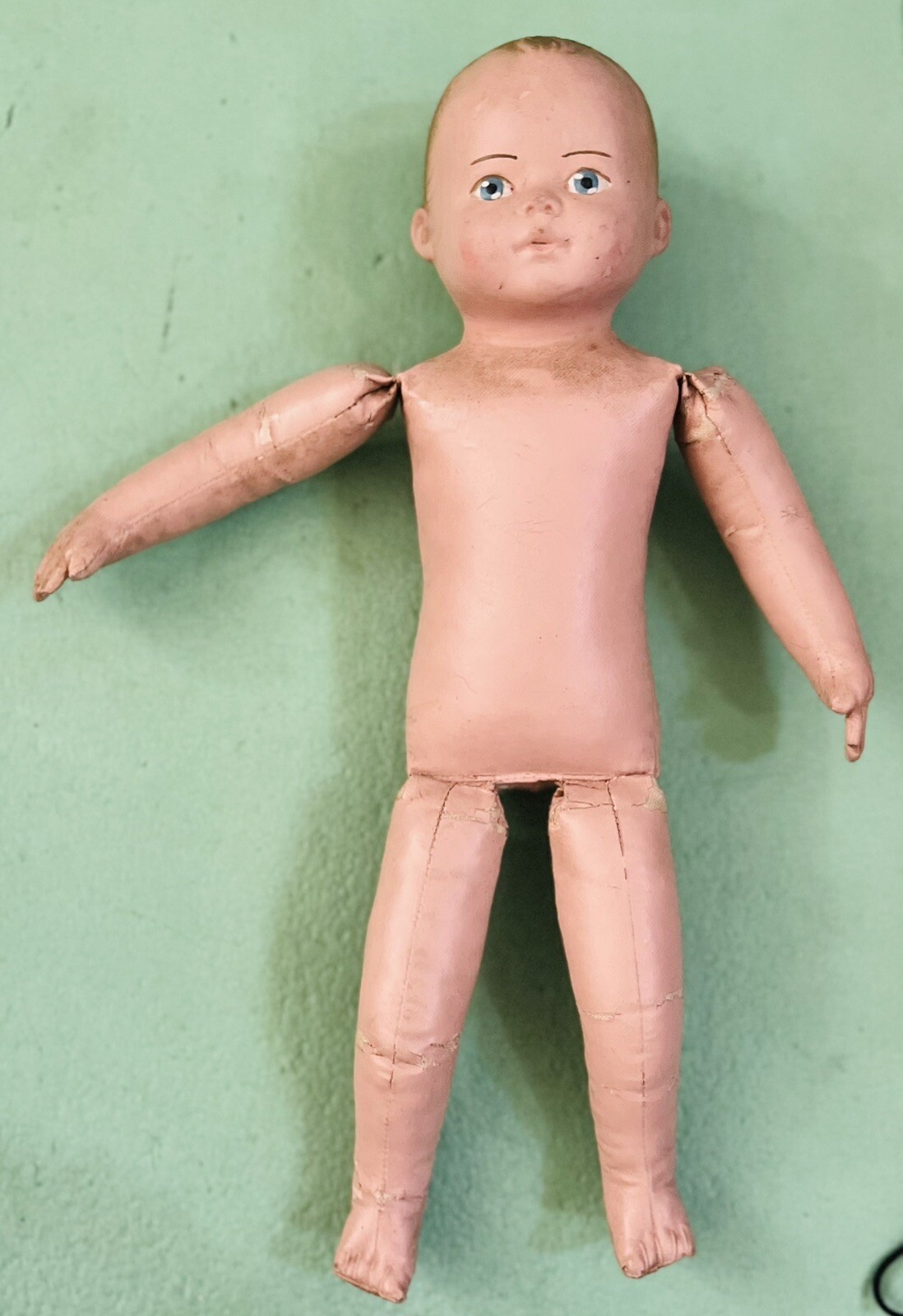 Vintage Martha Chase Rubber Oil Cloth 14″ Boy Doll, Nude
