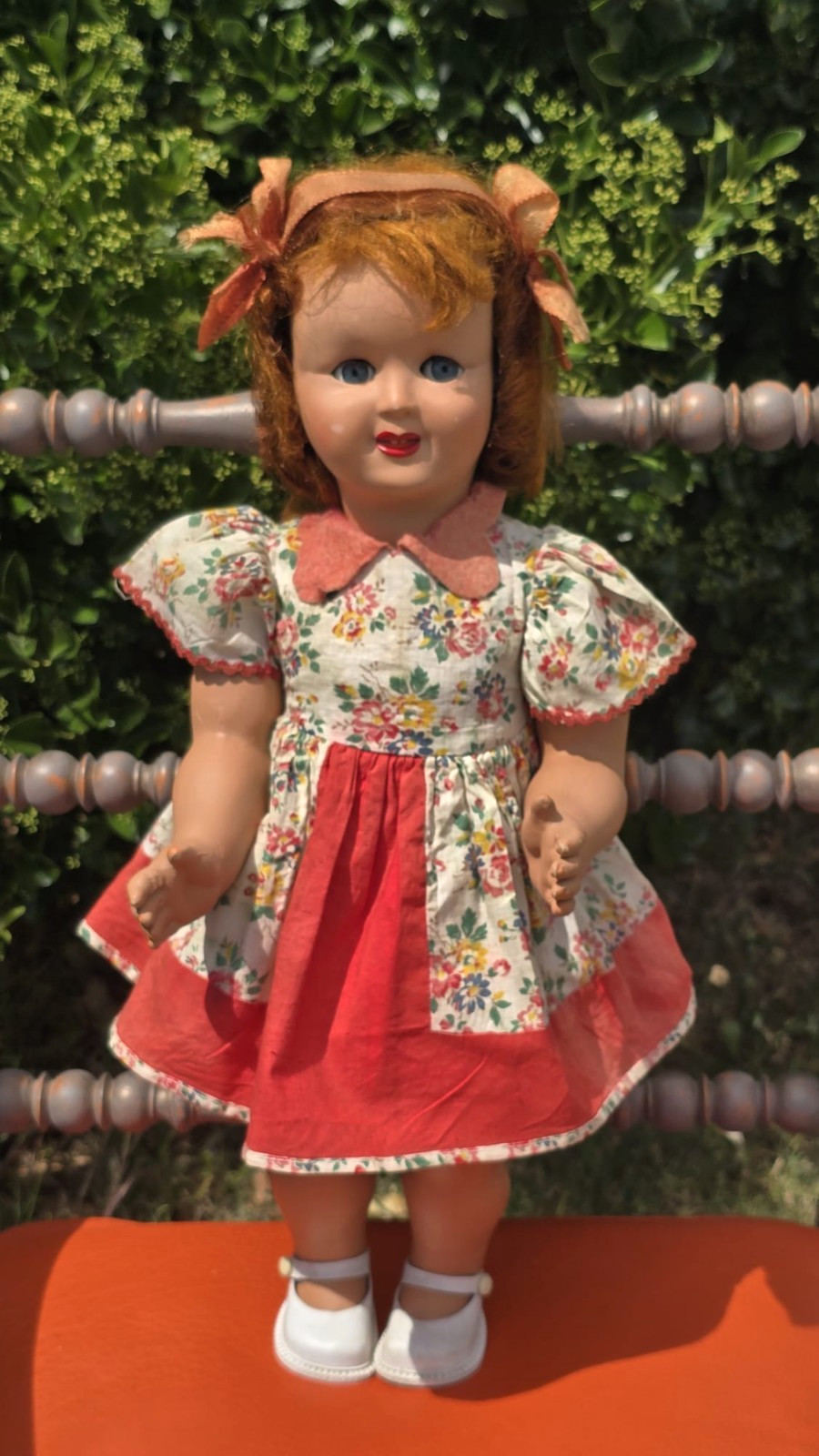 Vintage French Gégé Girl Doll 50cm , Hard Plastic Head ,Papier Mâché Body 1950s