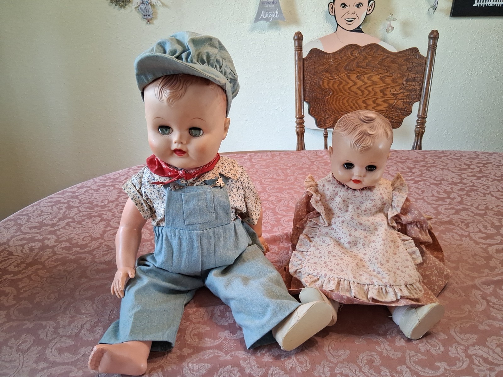 Vtg. Plastic Baby Dolls Set of 2 Sleep Eyes Molded Hair 1 Marked 20A5 1950’s-60
