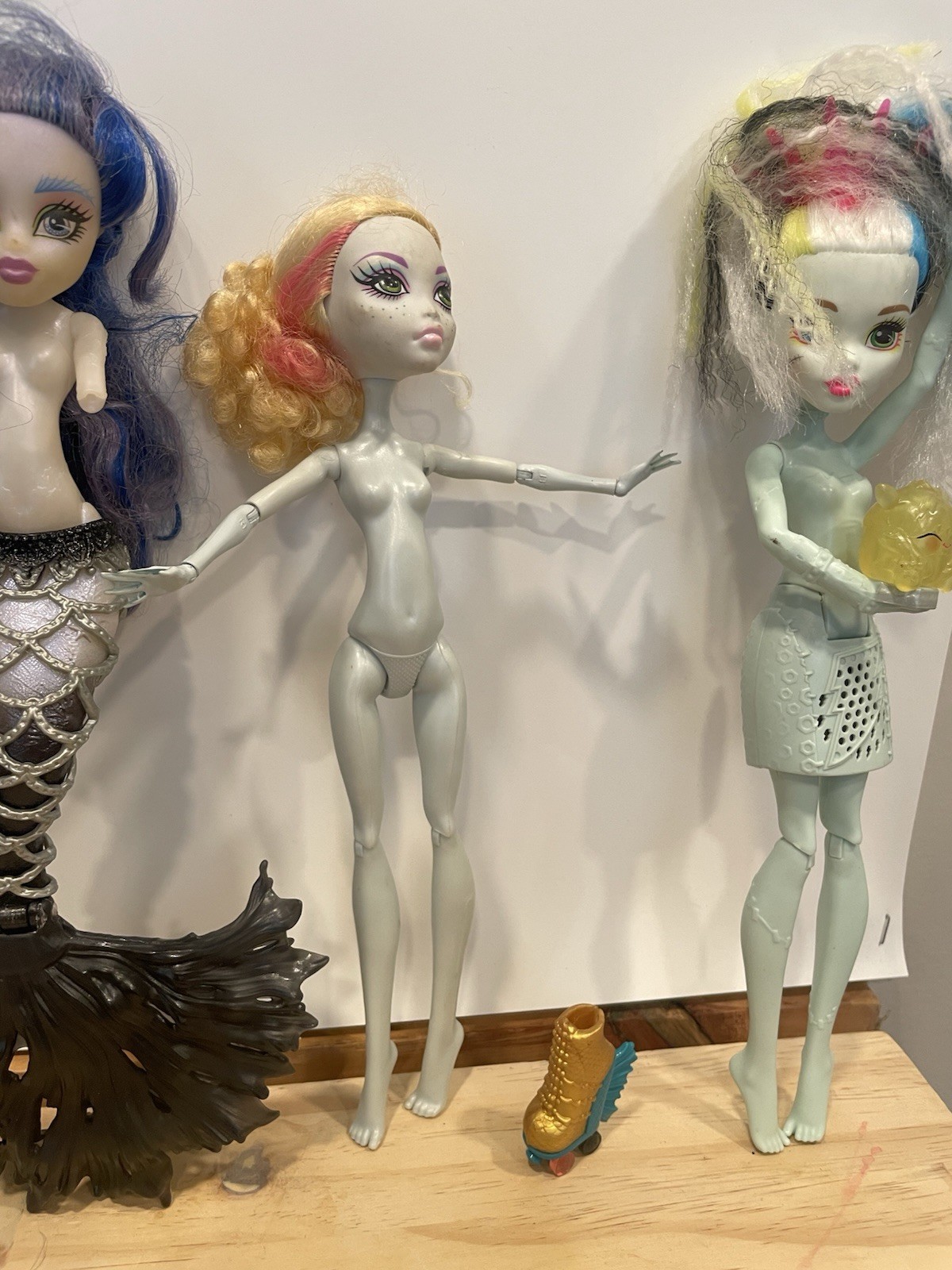 4 Monster High Dolls For Replacement Parts, Lagoona Blue Sirena Frankie Stein