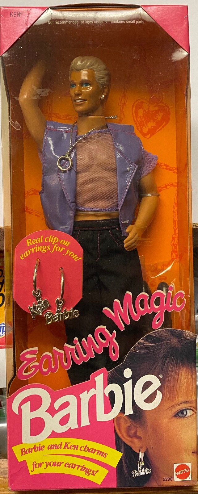 1992 Earring Magic Ken Doll #2290 Barbie Mattel Vintage Recalled NEW