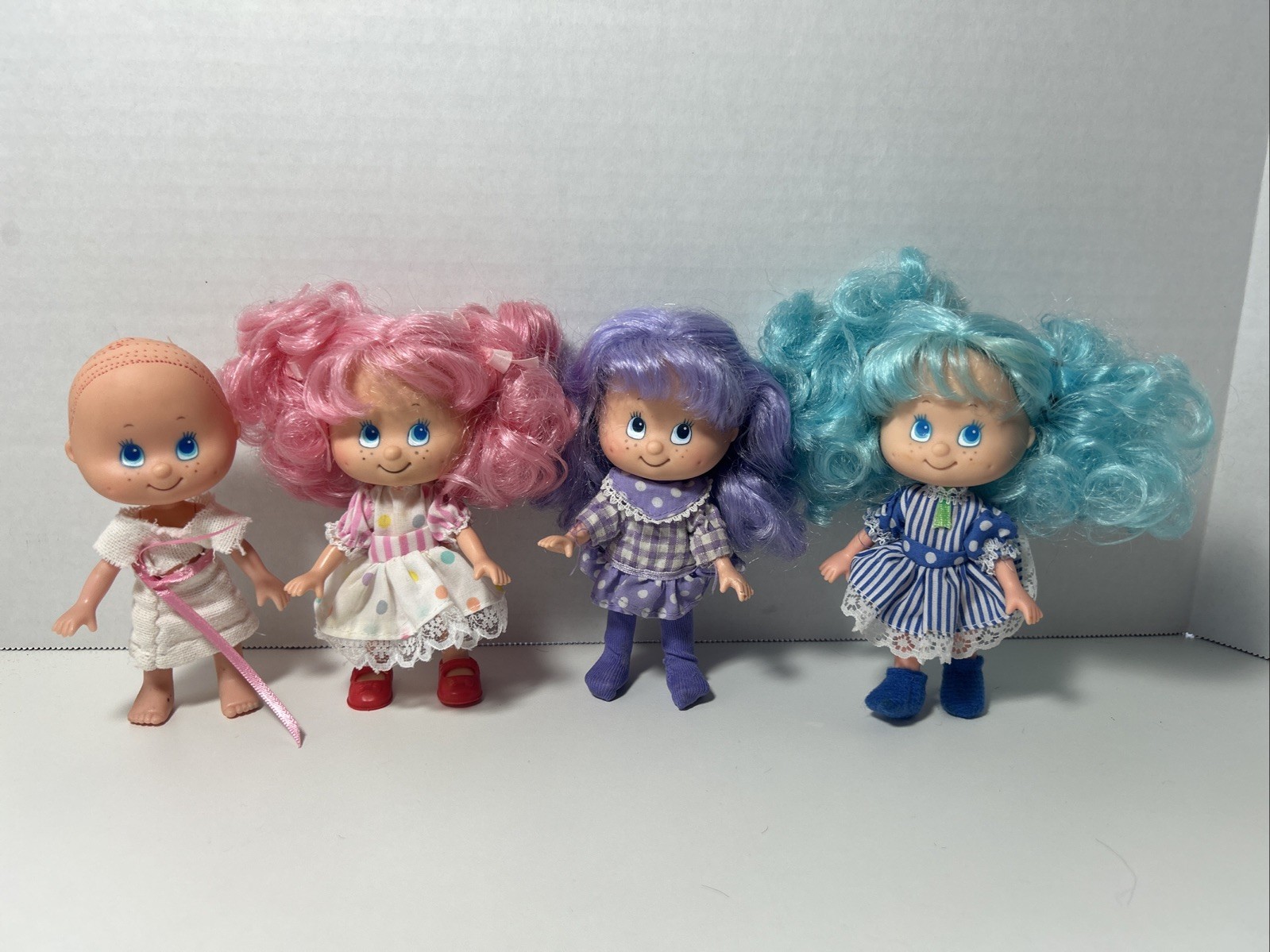 Vintage Sweet Scents Dolls Lot Of 4 Purple Blue Pink Bald Collection Toy