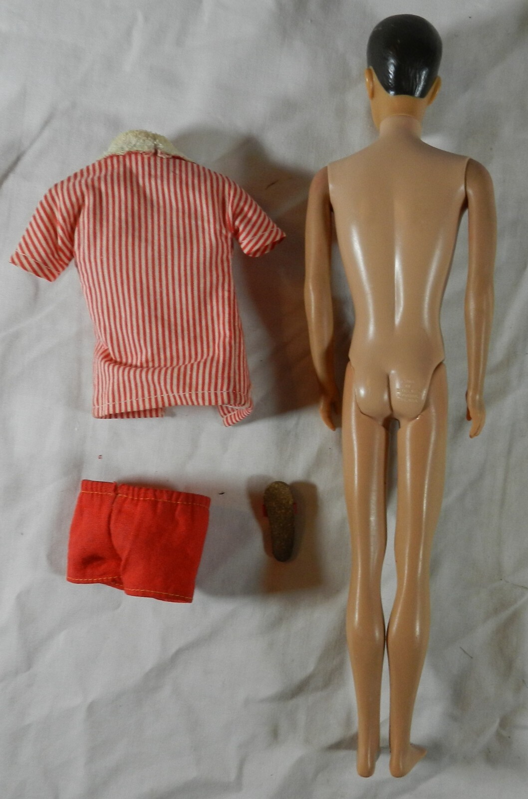 Vintage Ken Doll – Straight Leg, Molded Hair – W/ Smim Trunks, Shirt + 1 sandal