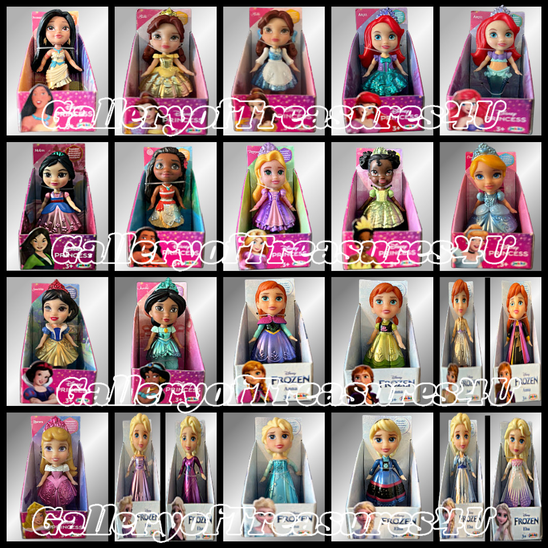 2024 Disney Mini Toddler Doll Pocahontas Mulan Belle Ariel Elsa Anna Moana Satin