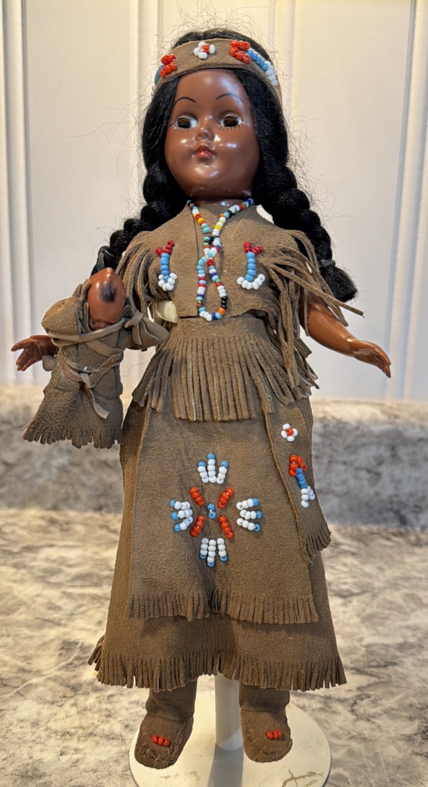Vintage Sleepy Eyed Native American Indian Doll with Baby 11.5 Inches