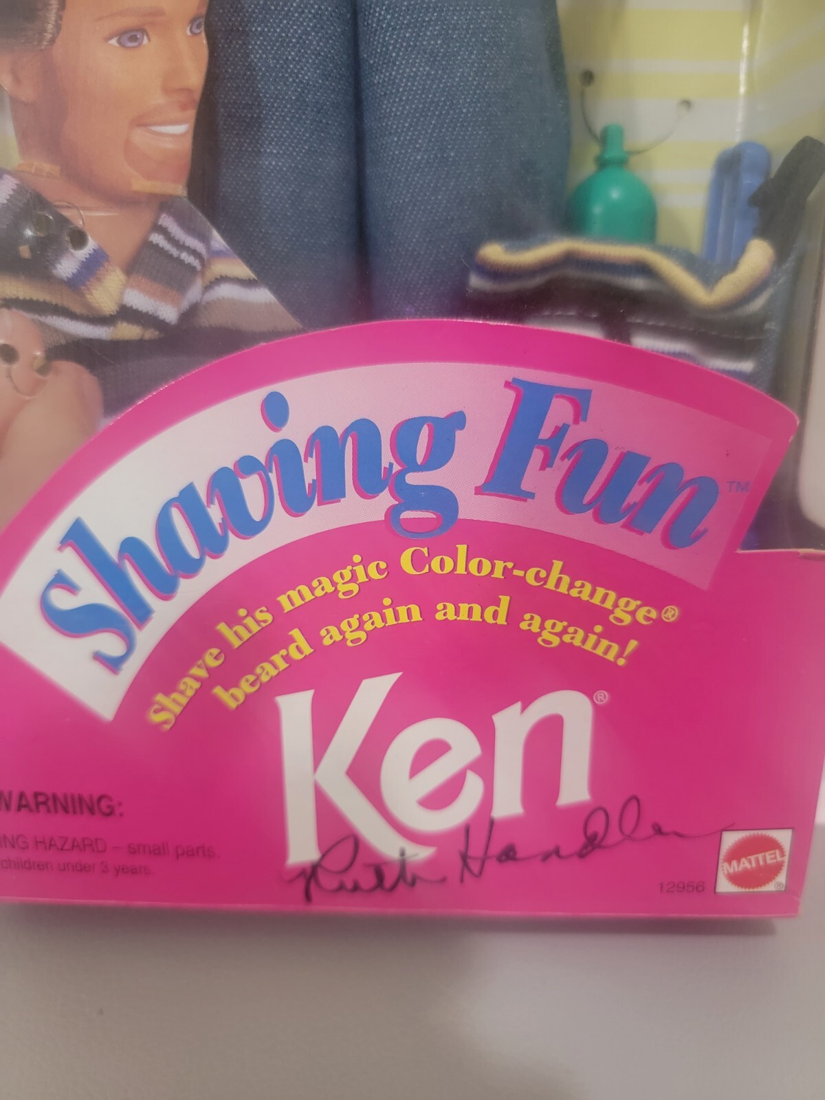 KEN DOLL 1994 SHAVING FUN BRUNETTE BEARD DOLL WITH AUTOGRAPHED RUTH HANDLER
