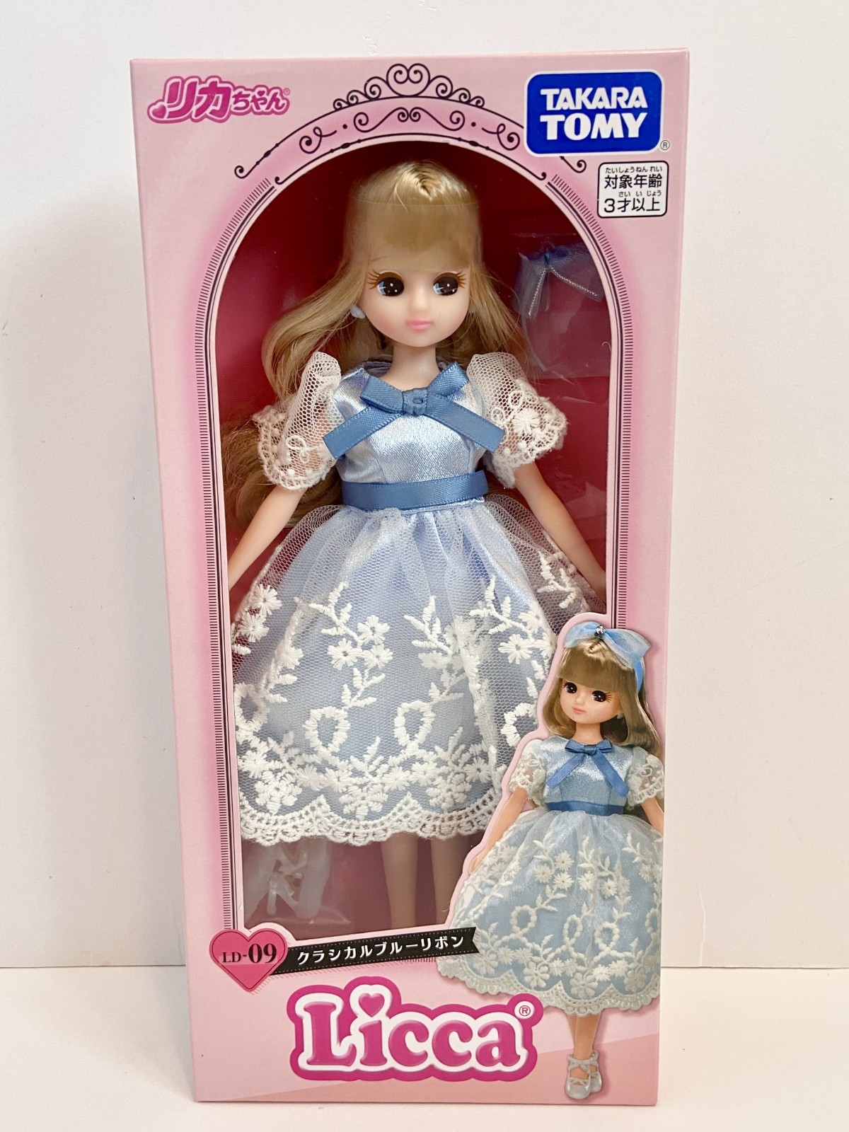Takara Tomy Licca-Chan Doll Classical Blue Ribbon Dress LD-09 Doll UK Stock New