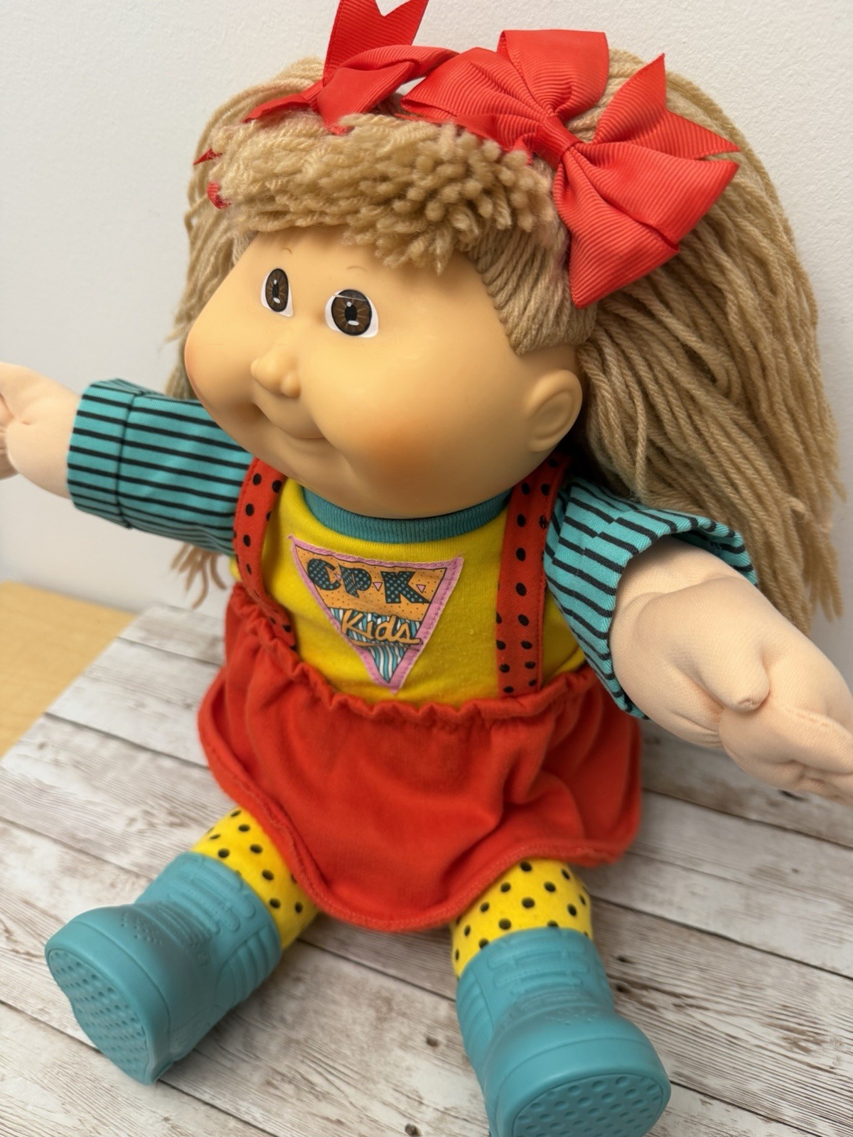 1990 HASBRO TRANSITIONAL #15 Cabbage Patch Kids Vintage Girl Doll Tan/BrownCombo