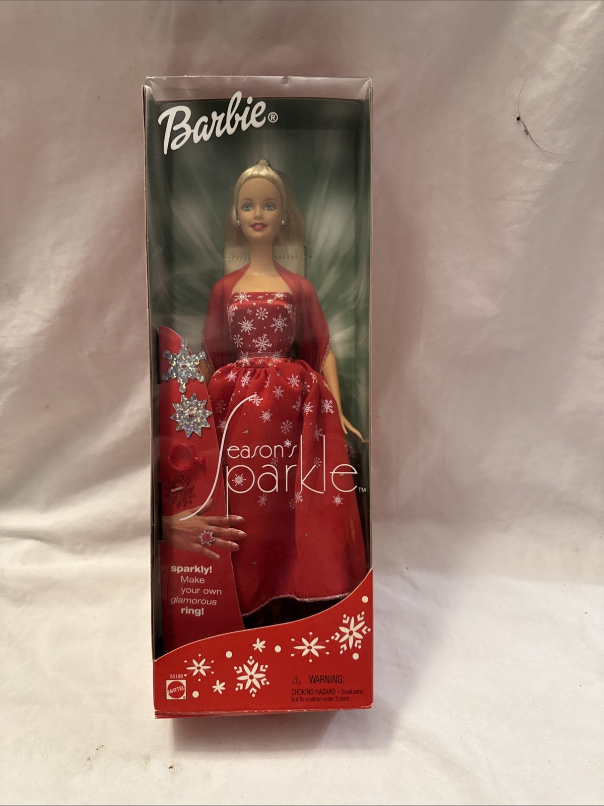 VTG Barbie 2001 Seasons Sparkle Doll with Sparkly Ring Holiday Mattel #55198 New