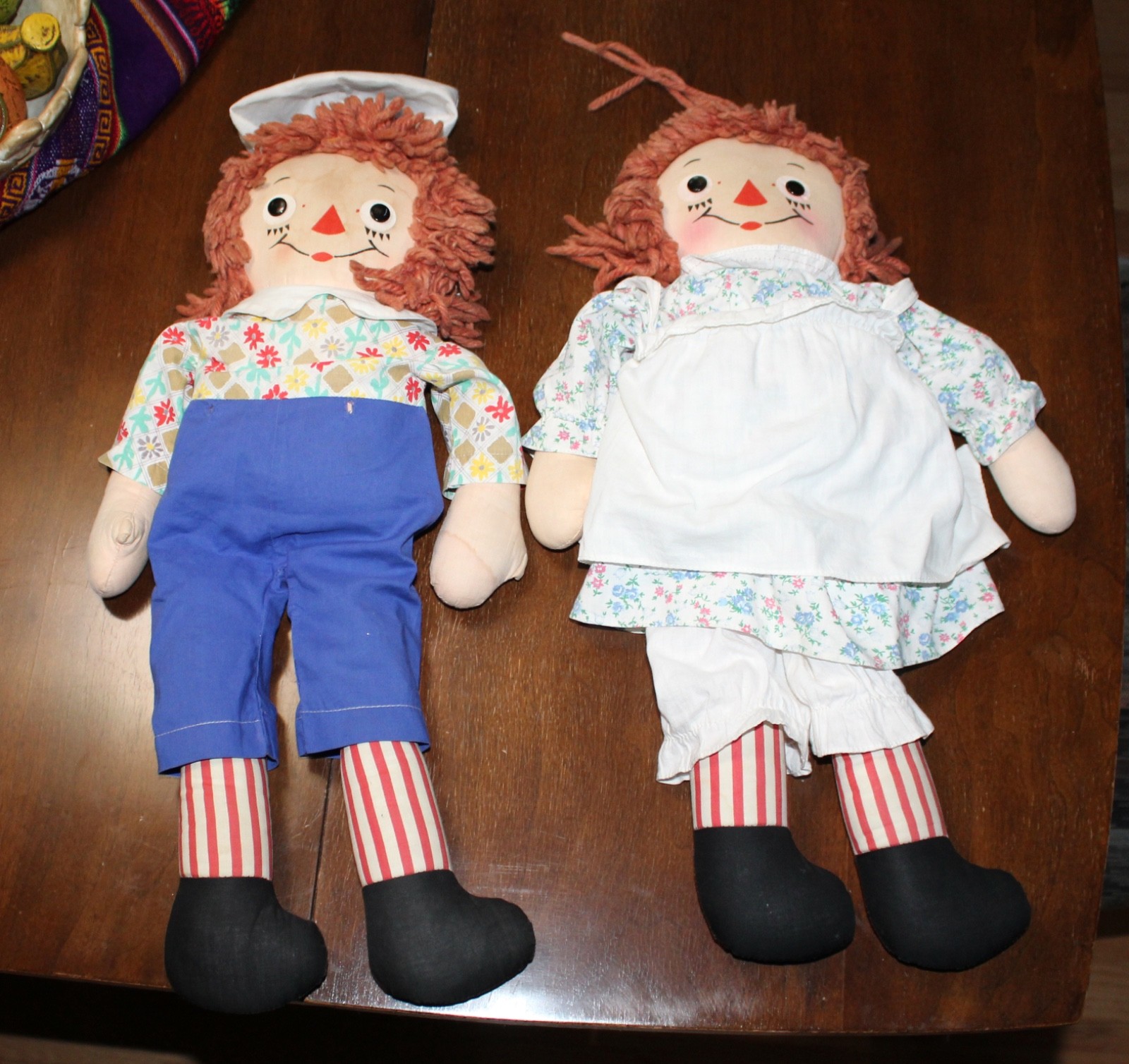 Rare Vertical Stripe 1947 Johnny Gruelle’s Raggedy Ann & Andy Dolls Pair 20 In
