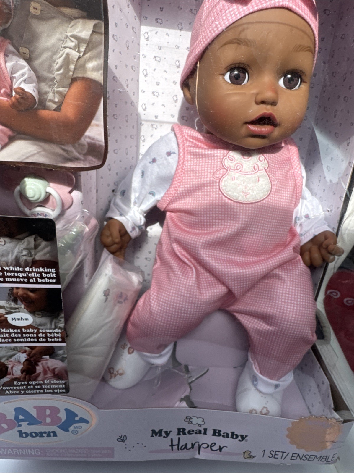 Baby Born My Real Doll “Harper”Light Brown Eyes: Realistic Brown Baby Sounds New