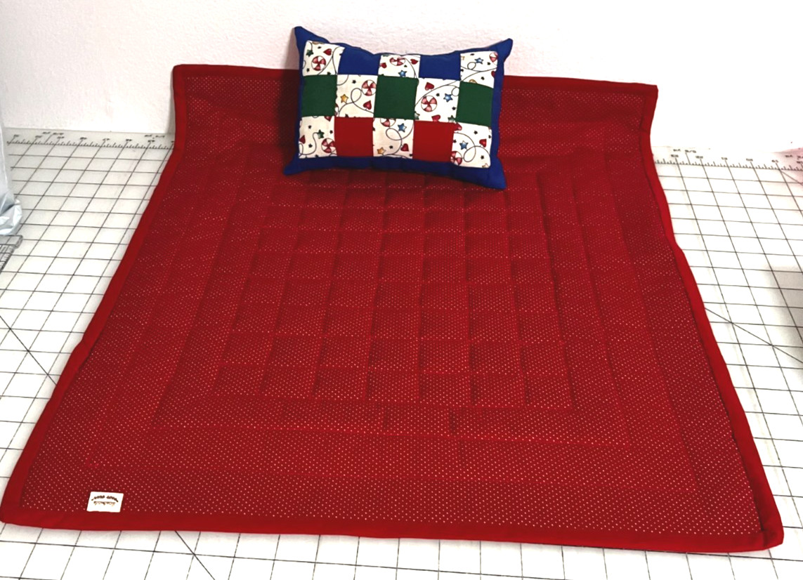 Gingerbread Handmade 2 Pc Doll Bedding Set – Patchwork Quilt & Pillow Cotton New