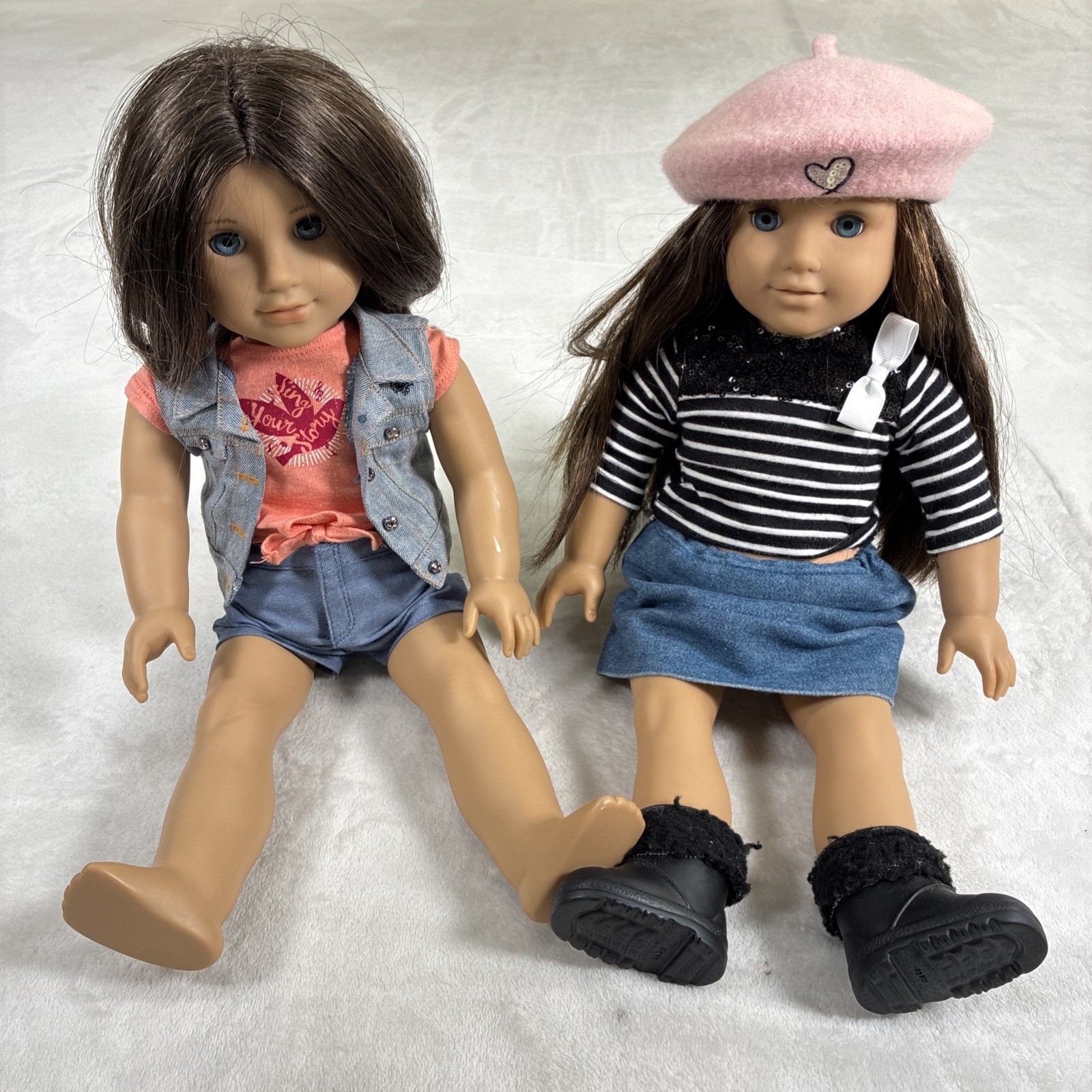 2) 18 in American Girl Dolls 2014 Long Hair / Short Hair Blue Eyes Clothed Chrty
