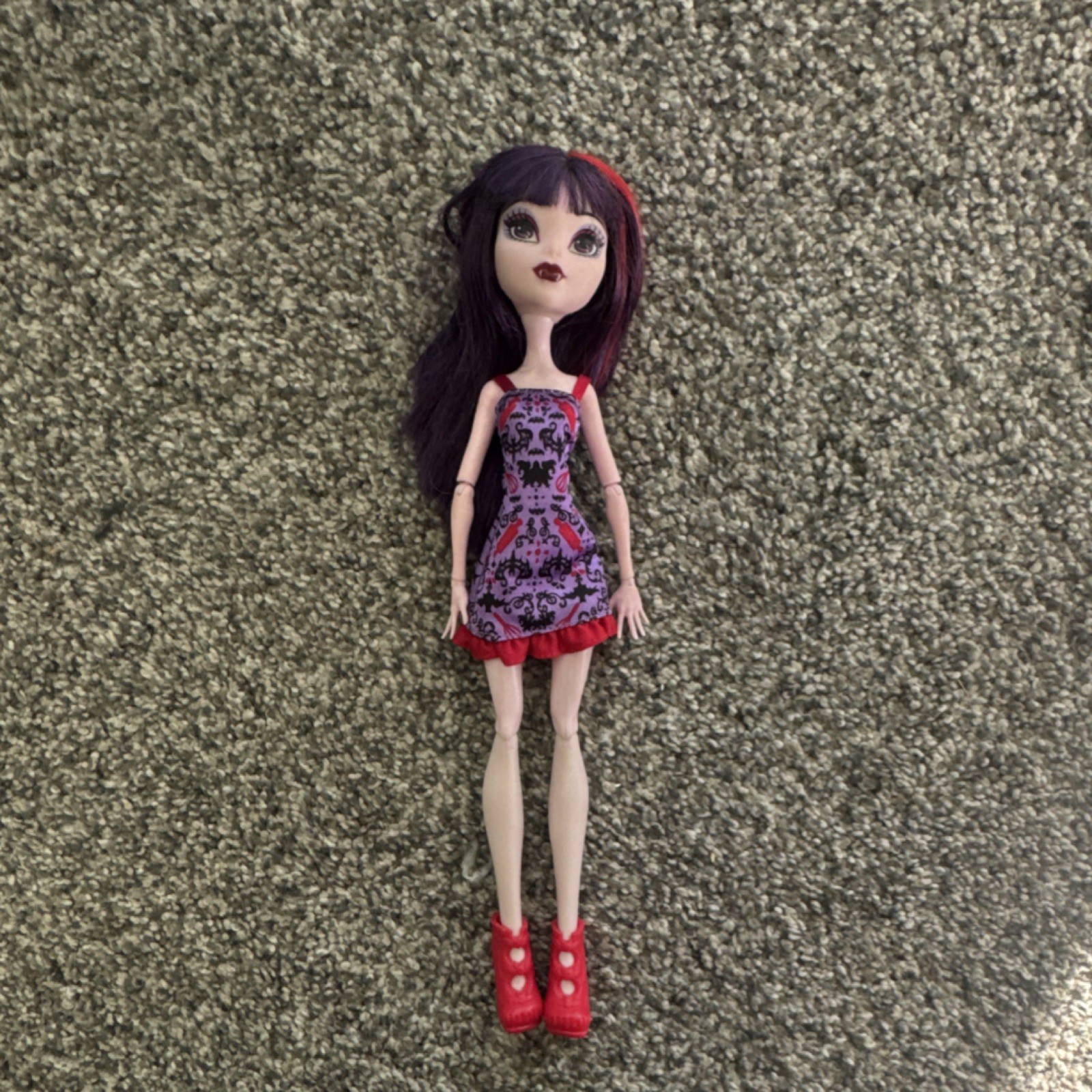 Mattel Monster High Elissabat Doll Black Pink Hair Purple Dress Red Shoes