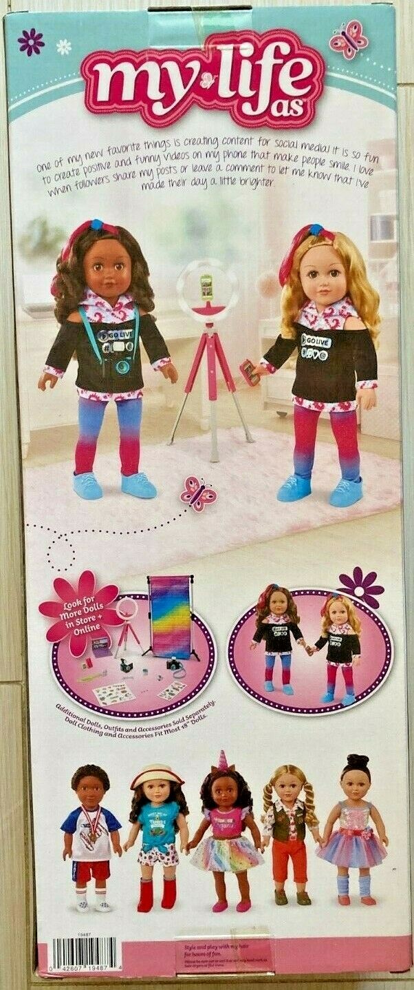 My Life As Poseable Content Creator Vlogger 18″ Doll, Dark Brunette Hair New
