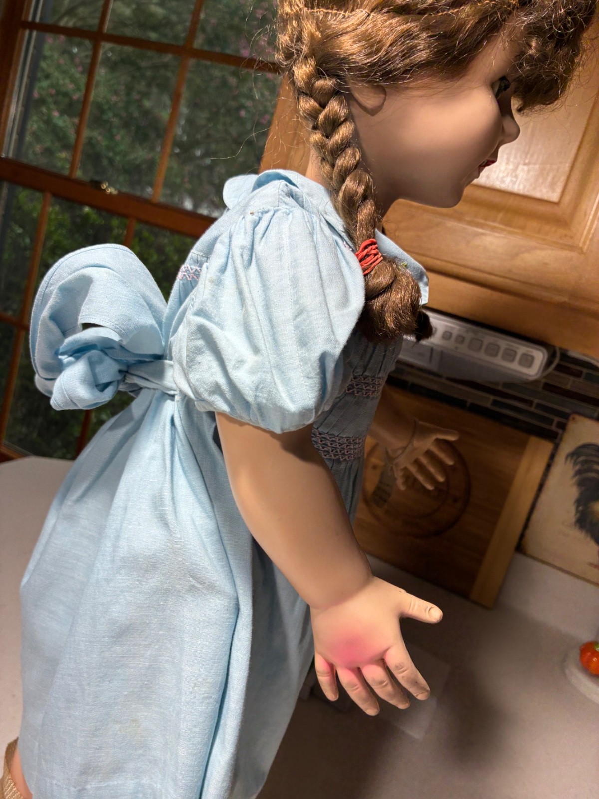 Vintage 1950s Winnie Walking Talking Doll, Blue Dress 24” (Needs Repairing)