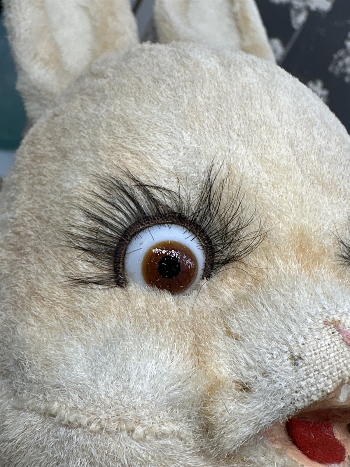Large Vintage 21″ West Germany Rabbit Couple – Glass Eyes & Mechanical Heads