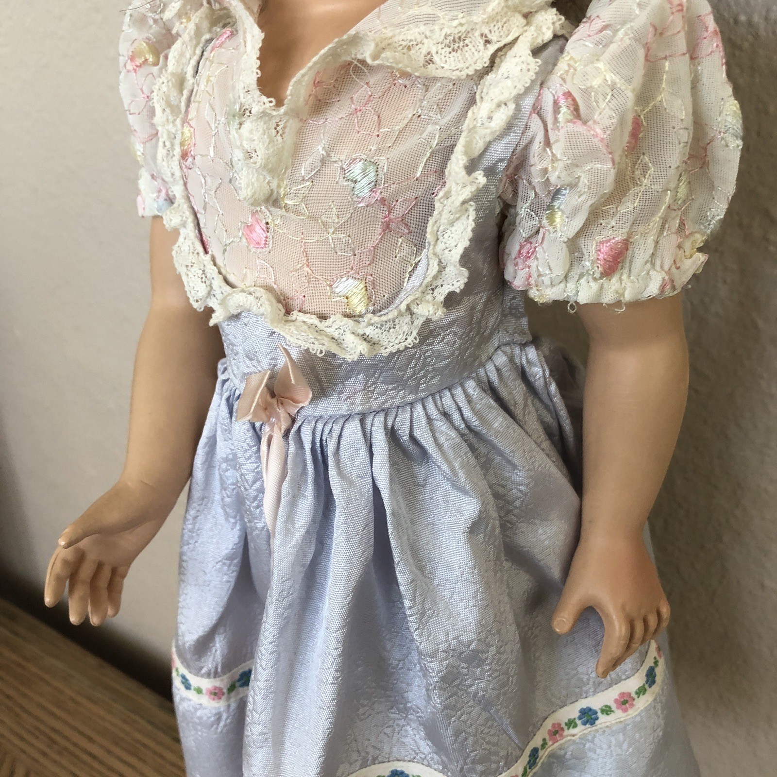 Vintage 20” Hard Plastic Walker Doll Sleepy Eyes Open Mouth Teeth Marked 210