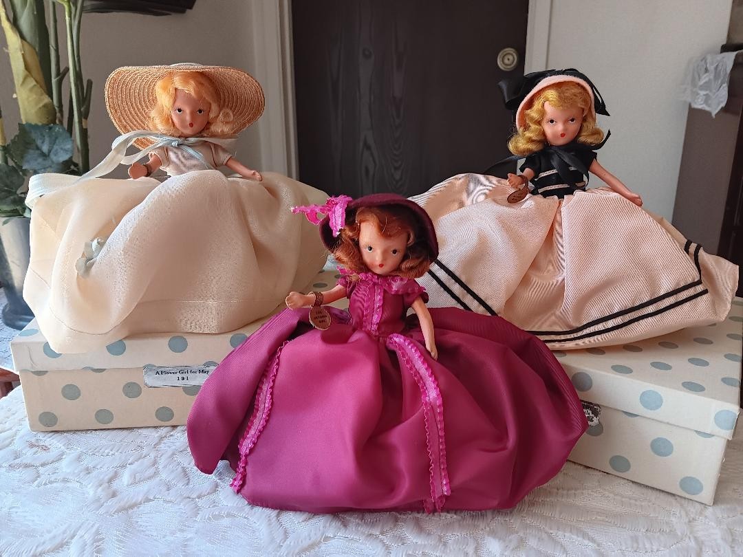 Nancy Ann Storybook Doll Bisque #189 #191 #196 Dolls of the Month Tags & Boxes