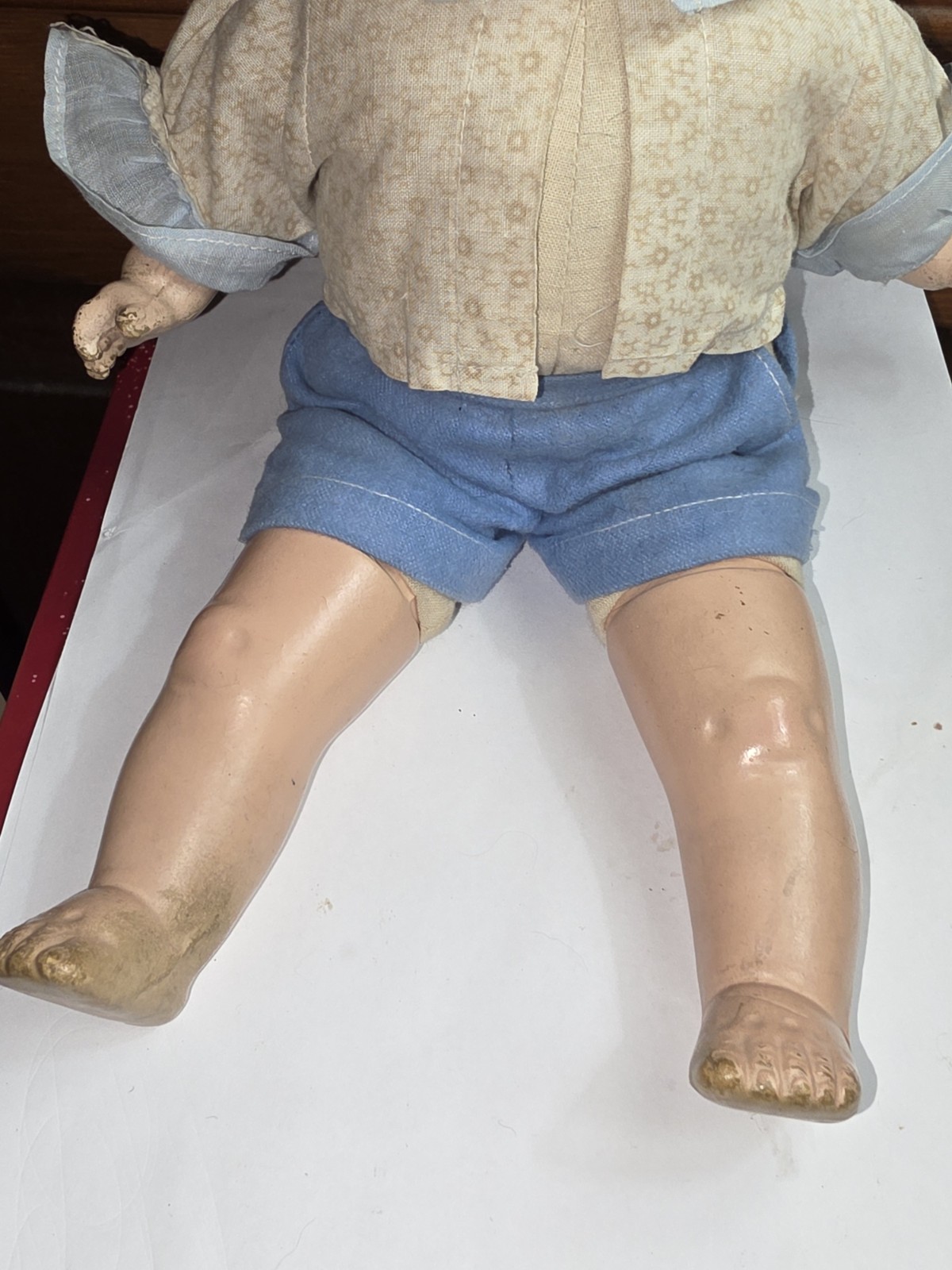 Antique Composition & Cloth Baby Dimples Style Doll 14.5″