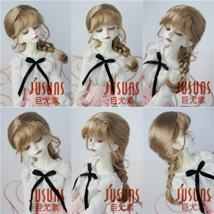 1/8 5-6inch Doll Hair French Braids Synthetic Mohair BJD Doll Wigs Blond Hair