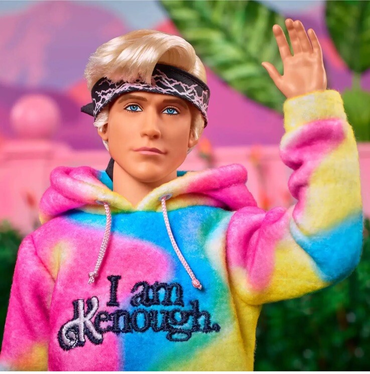 Barbie The Movie Ken Doll Wearing I Am Kenough Hoodie Barbie. Fast Shipping