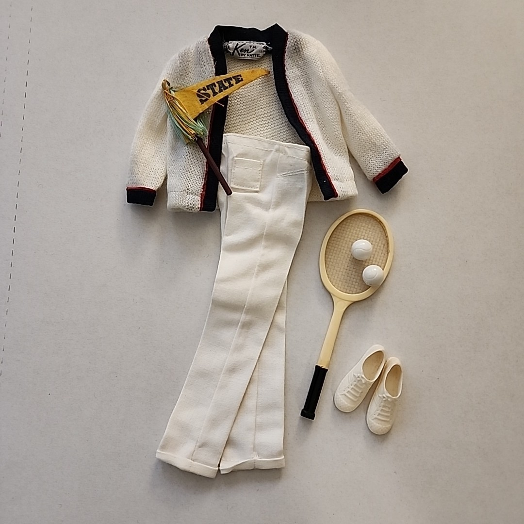 1960 Ken Doll With Yellow Case, Several Outfits And Accessories
