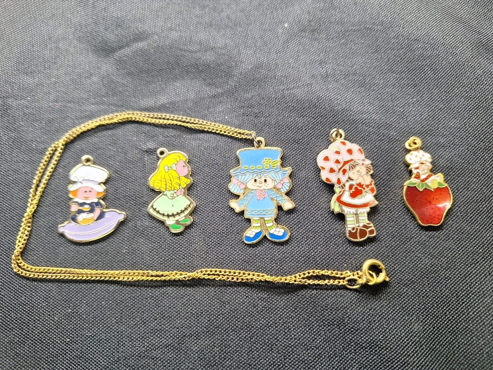 Lot Of 5 Five Vintage Strawberry Shortcake Jewelry Necklace & Pendants American
