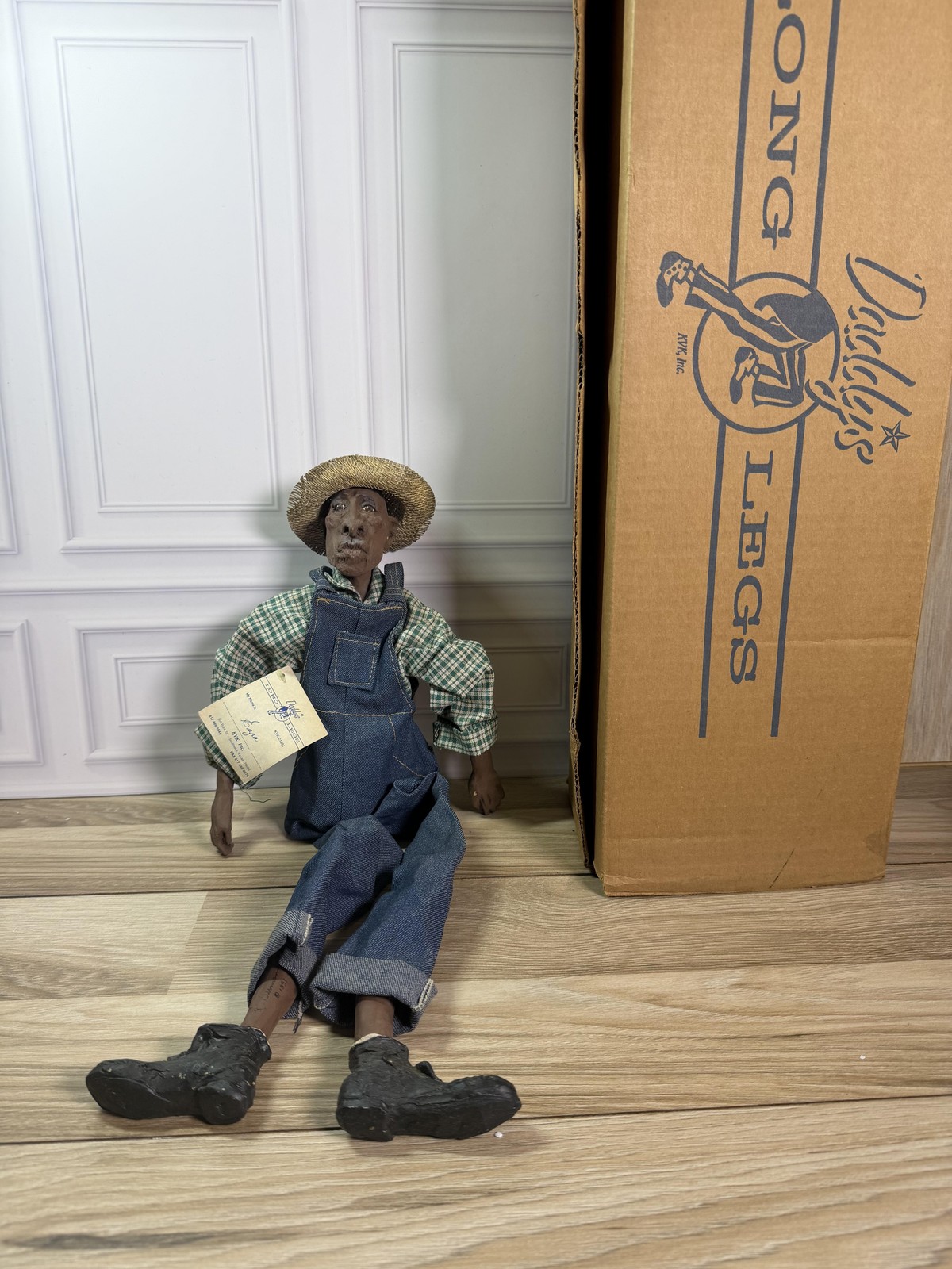Daddy’s Long Legs Artist Doll Boy Paper Mâché Cloth Brown Eyes Straw Hat