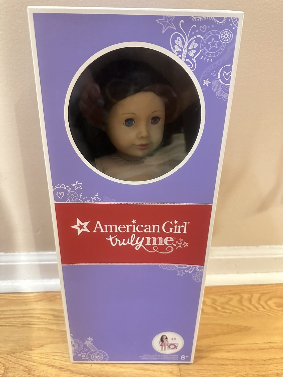 AMERICAN GIRL TRULY ME DOLL 2014 BLUE EYES DARK BROWN MID LENGTH HAIR #60 EUC!
