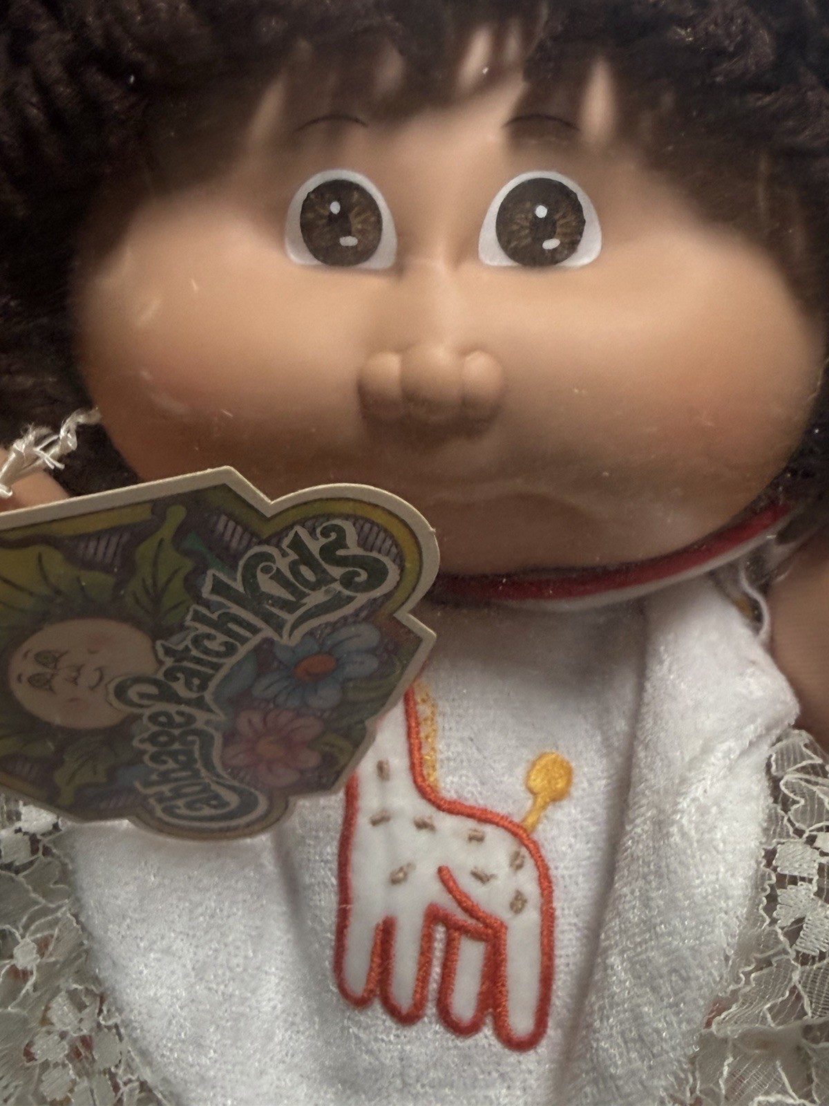 1985 SEALED BOX Cabbage Patch Kid Dark Brown Single Ponytail Brown Eyes FM1