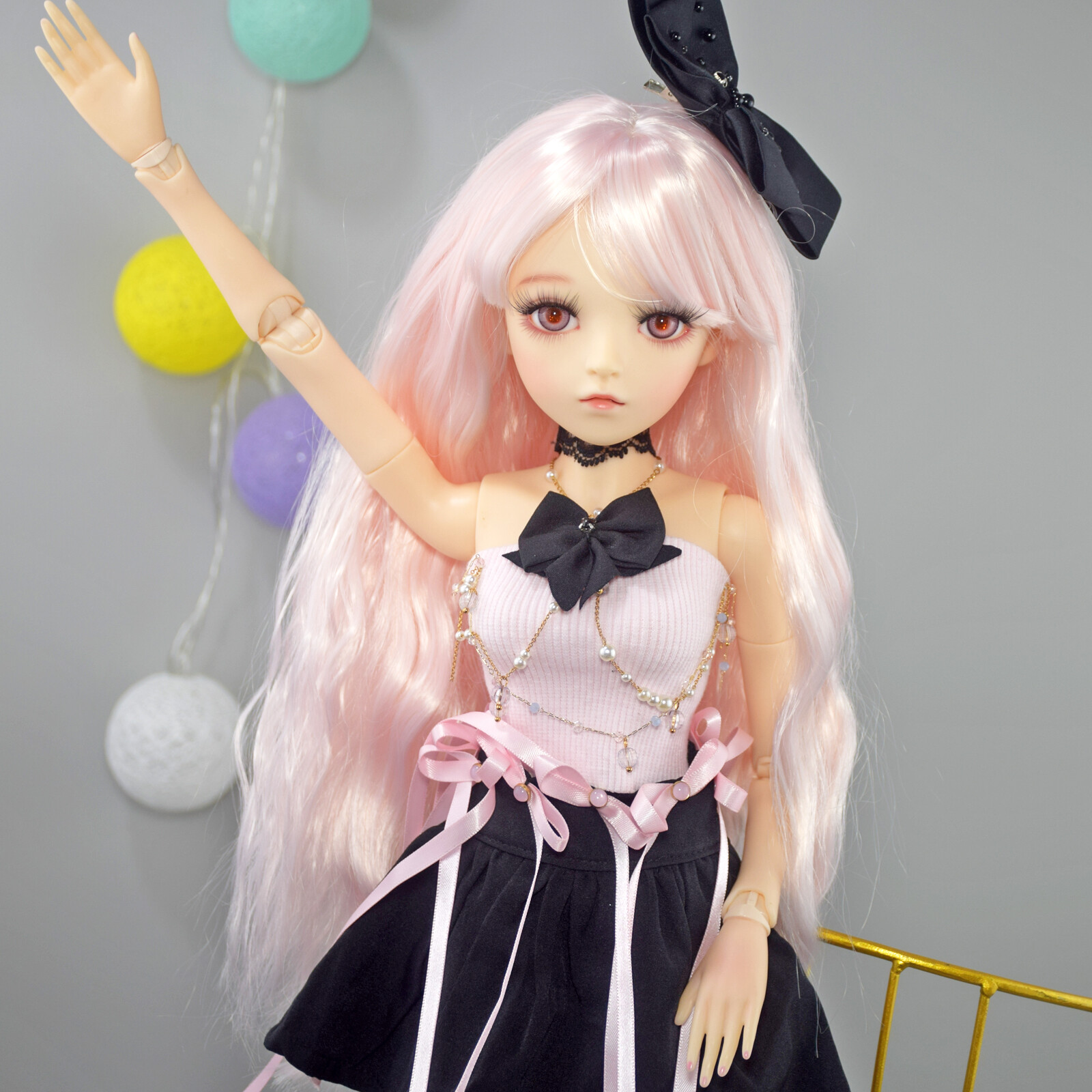 60cm Large Girl Doll BJD Toy Changeable Glitter Eyes Curly Wig Fashion Outfits