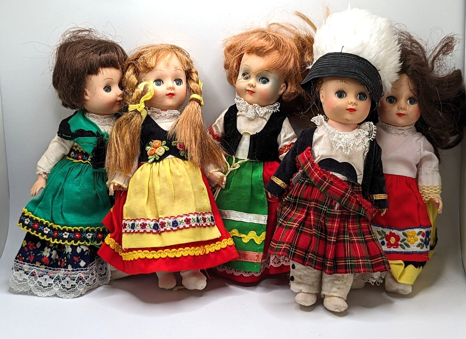 Lot of 5 Vintage Symbol of Quality Sleepy Eye Dolls Different Cultures & Dress